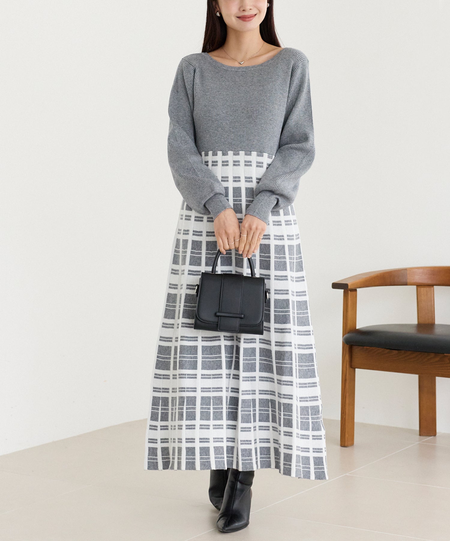 グレー　model:160cm 着用サイズ:F