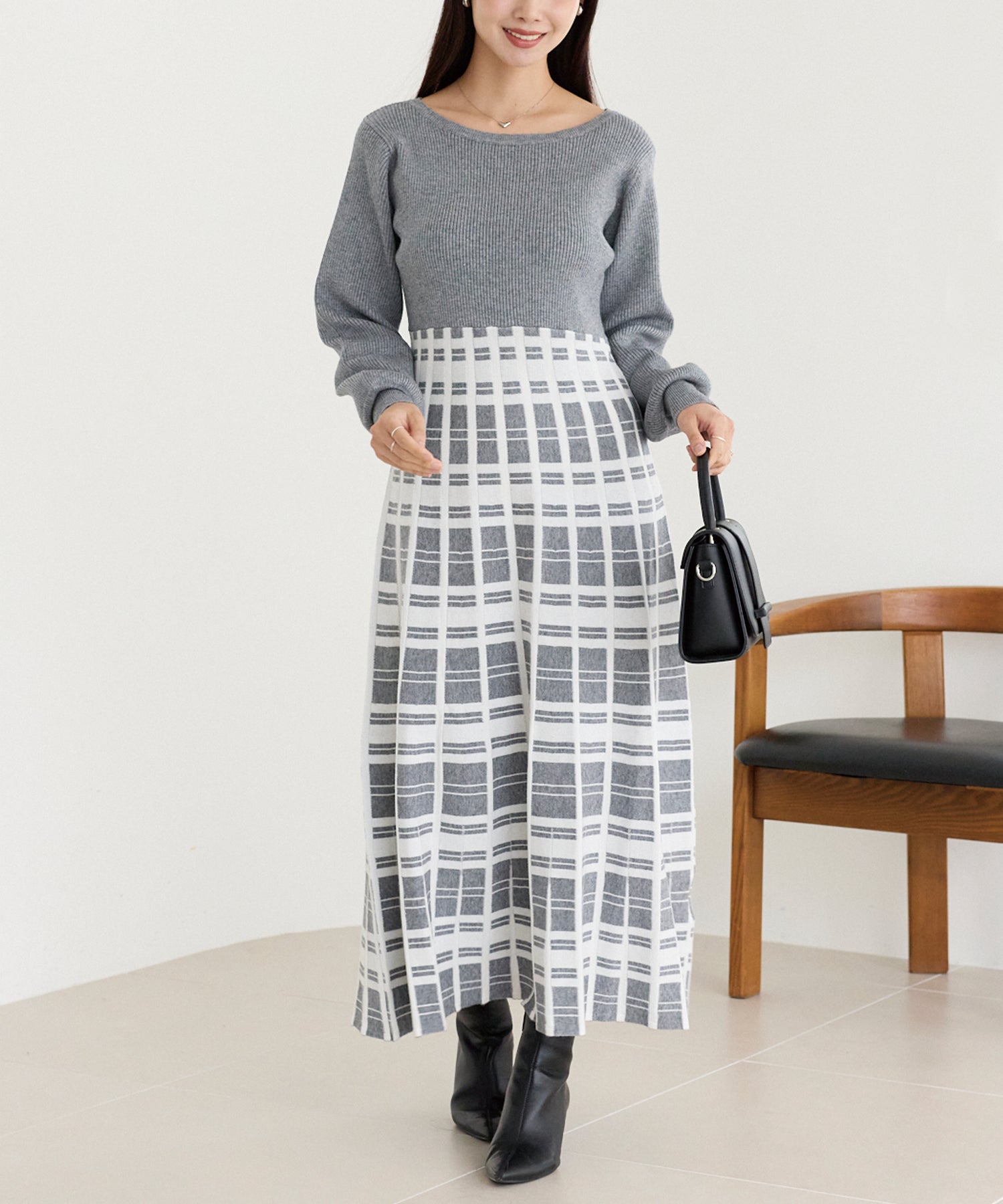 グレー　model:160cm 着用サイズ:F