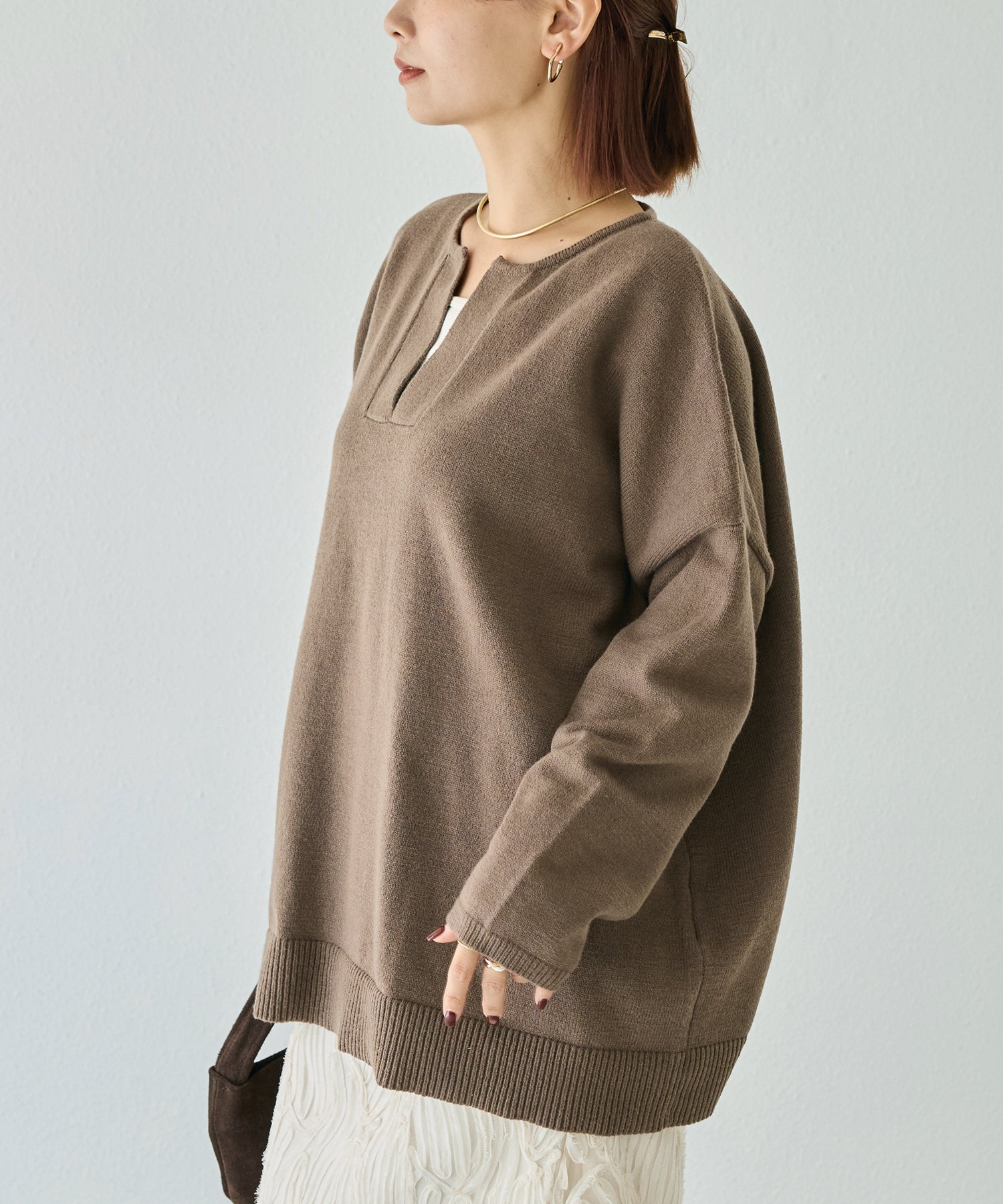 スキッパーニットプルオーバー