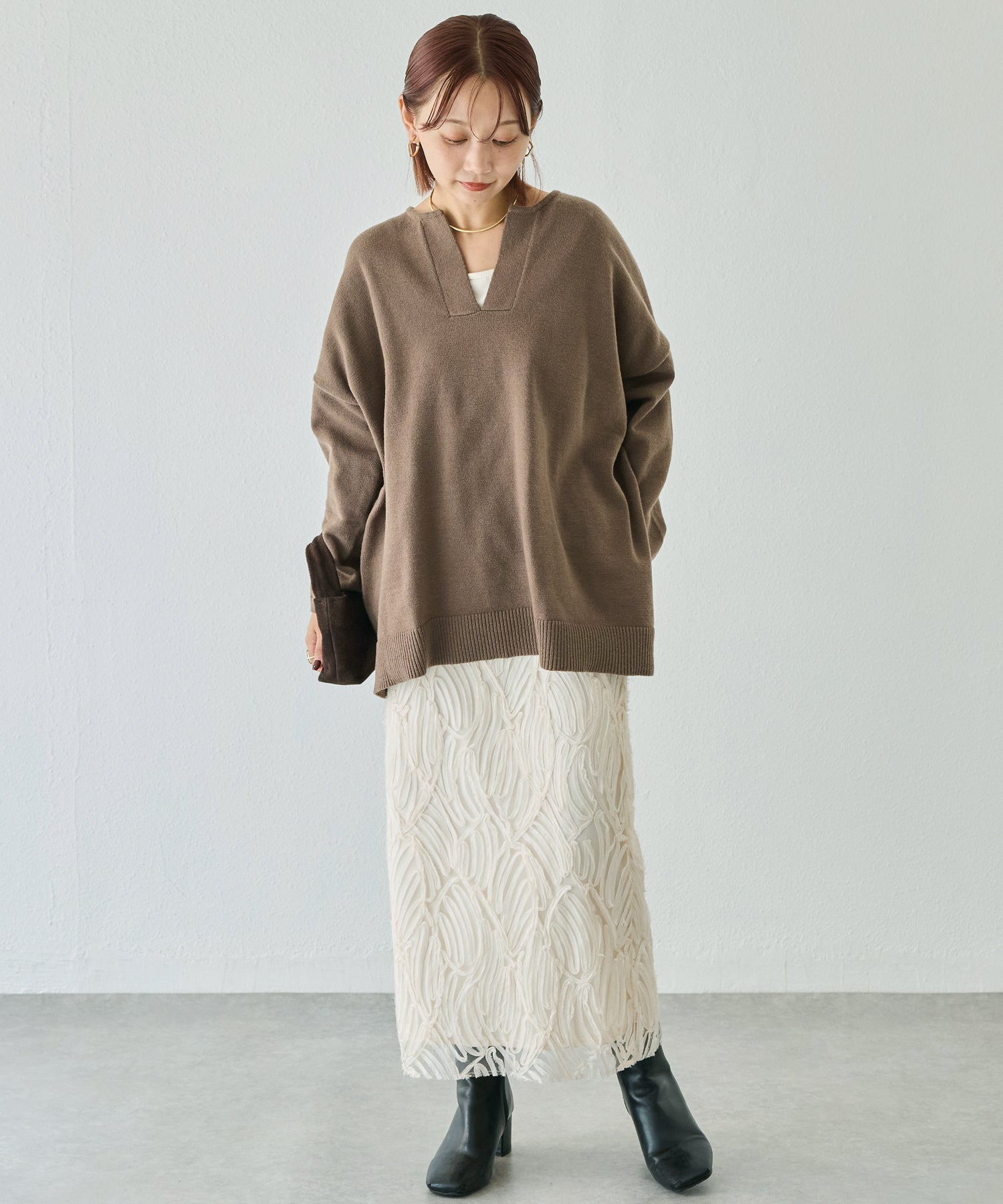 スキッパーニットプルオーバー