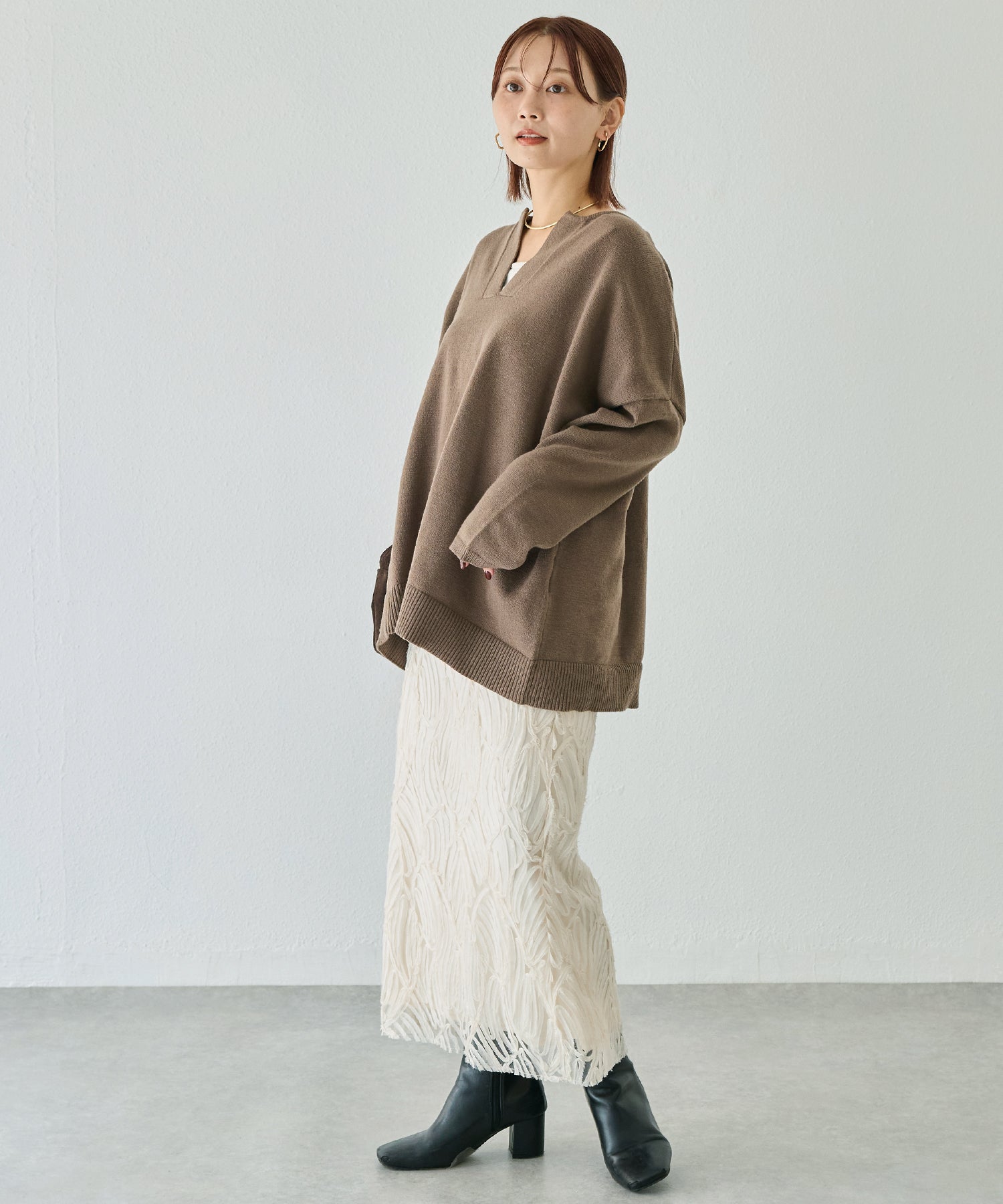 スキッパーニットプルオーバー