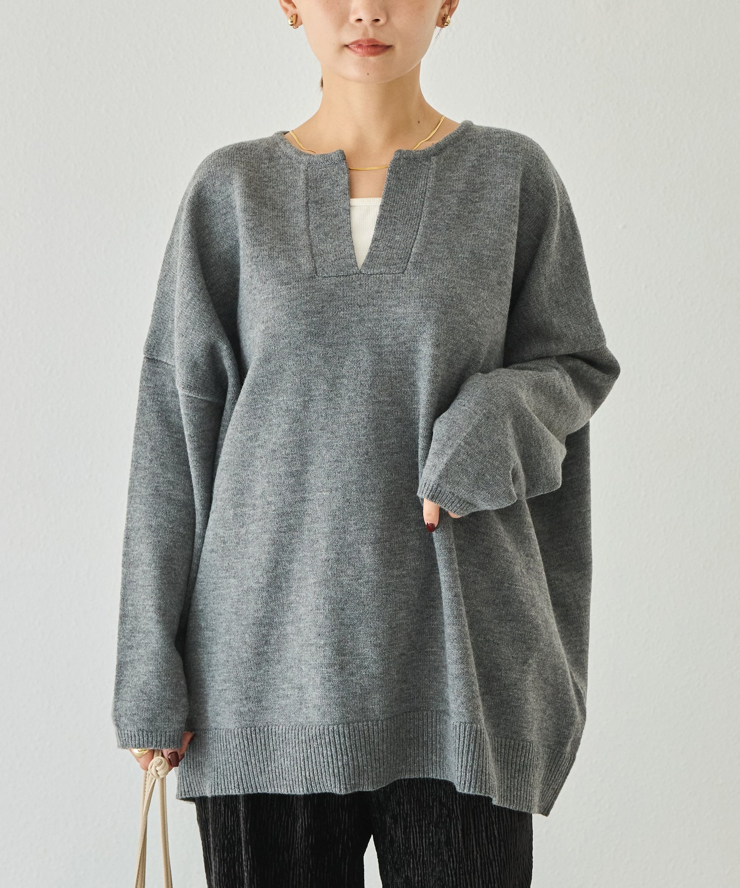 チャコールグレー　model:156cm 着用サイズ:F