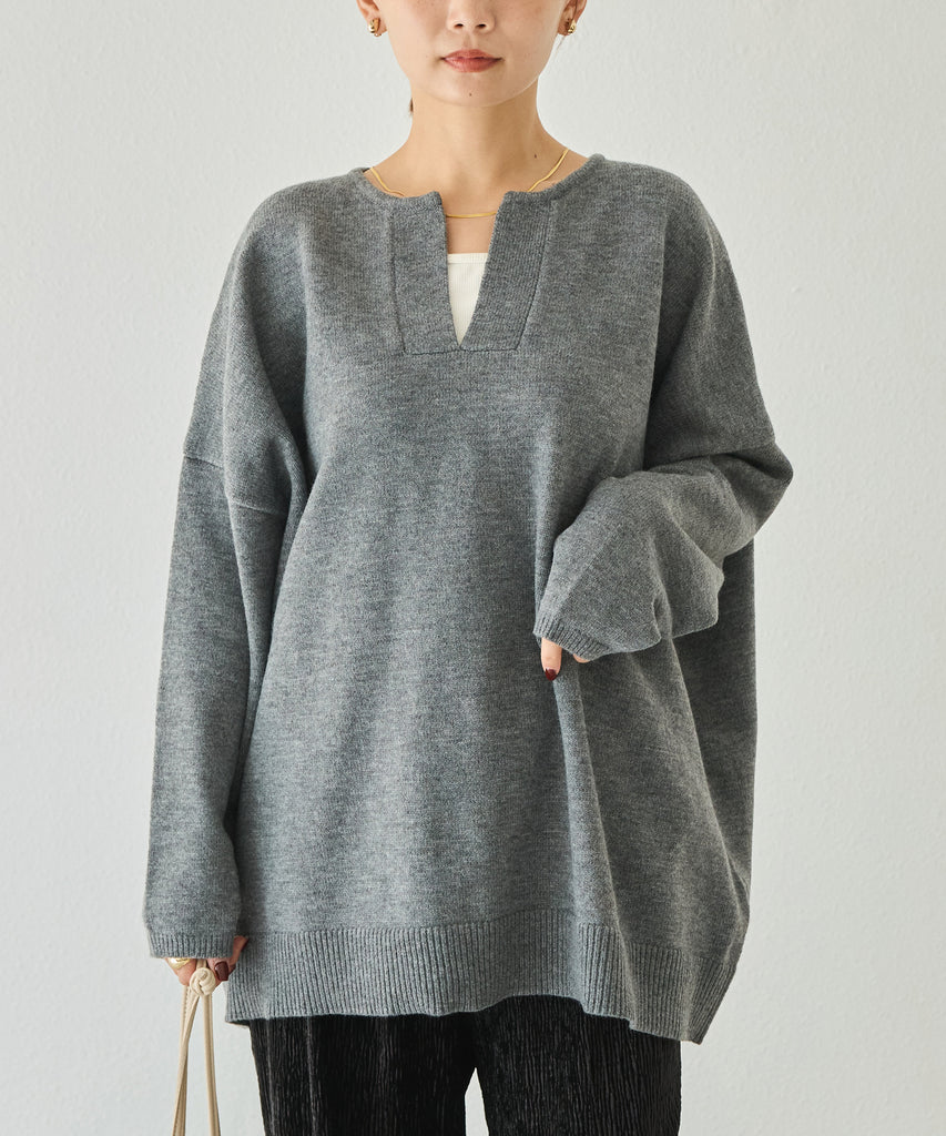 【洗える】スキッパーニットプルオーバー