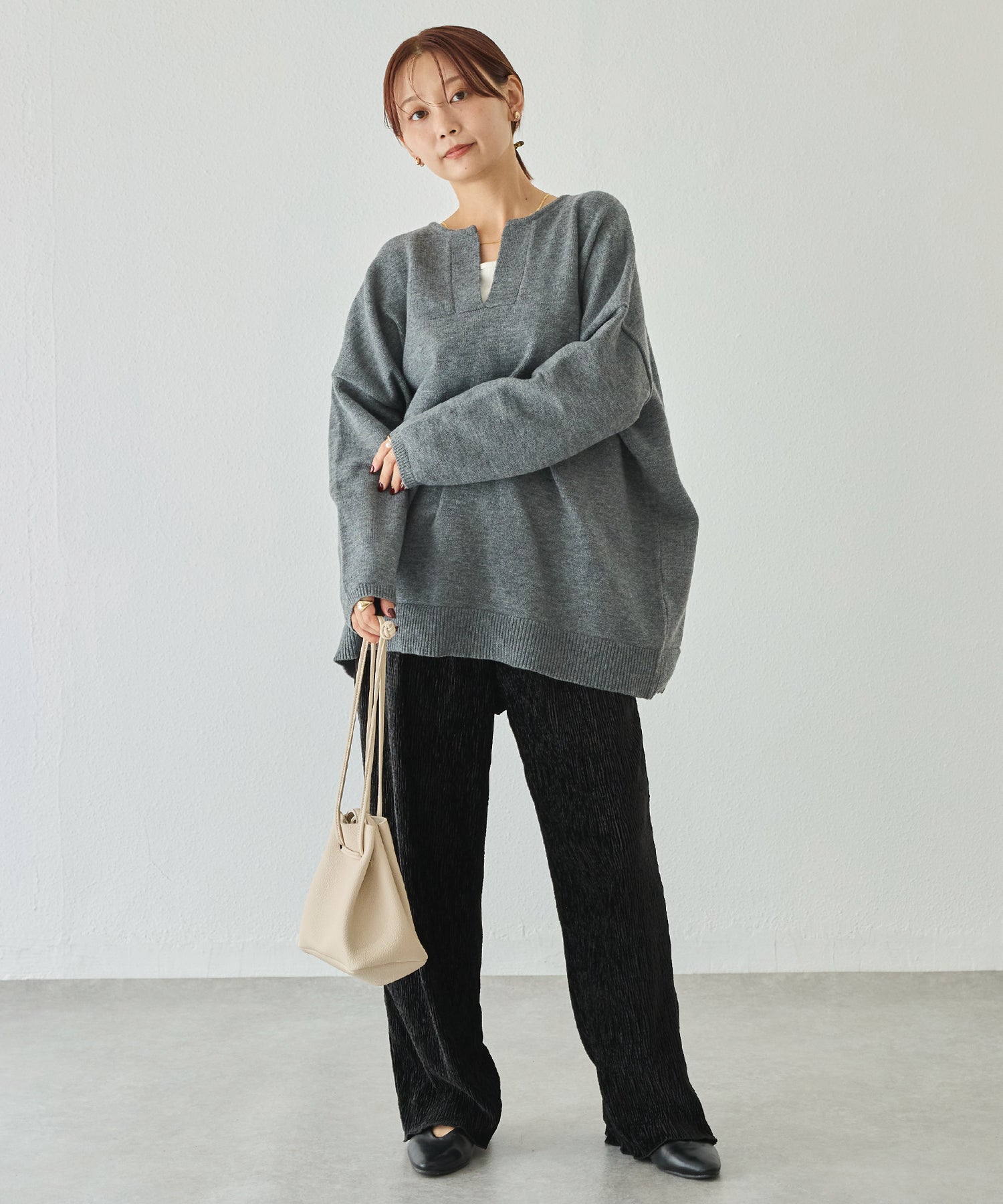 スキッパーニットプルオーバー