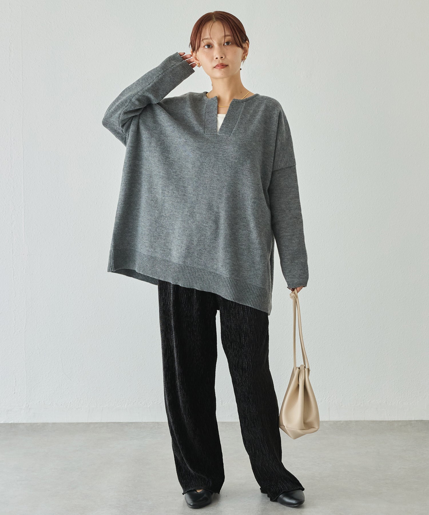 スキッパーニットプルオーバー