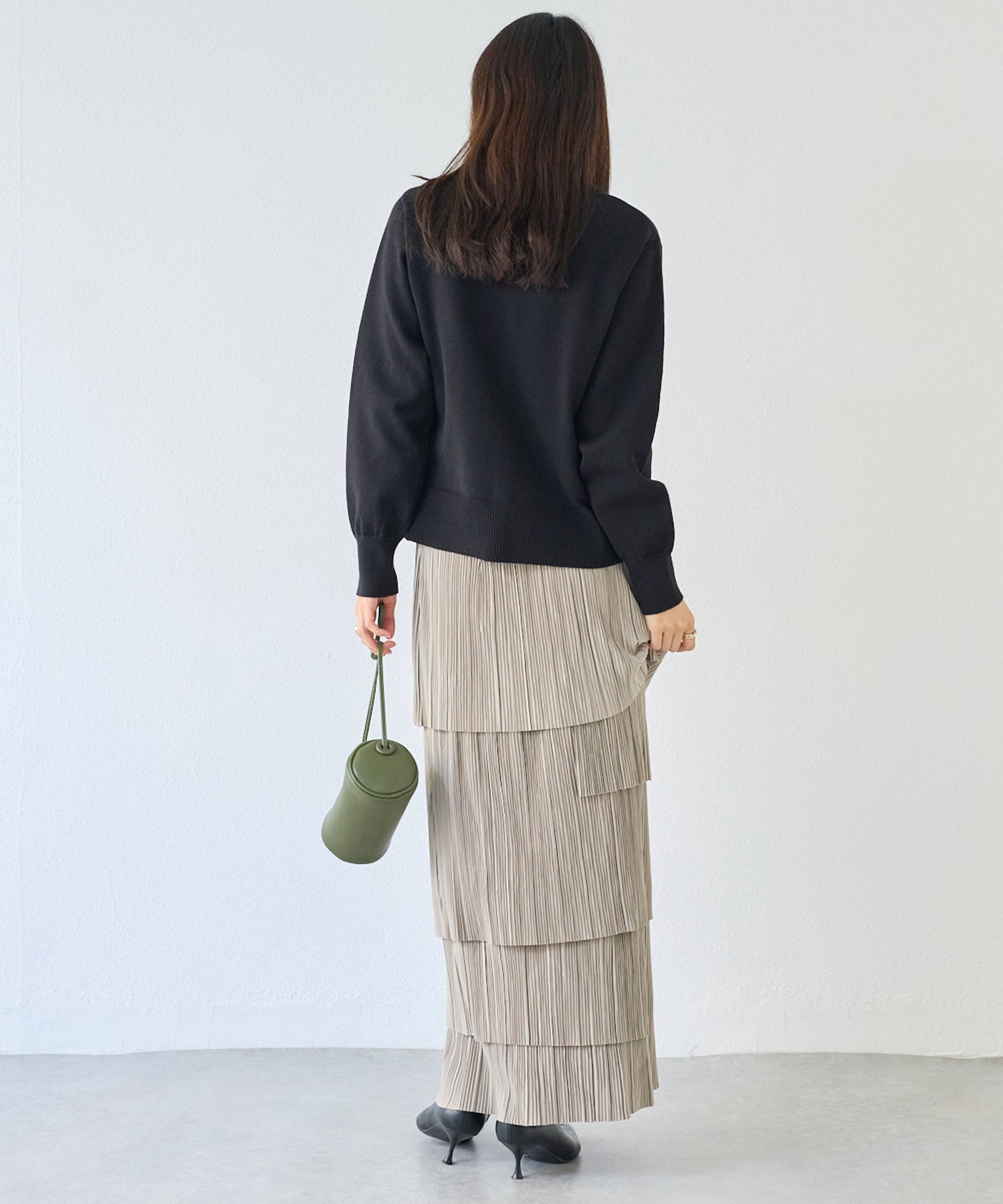 【洗える】ボタン配色ニットカーデ