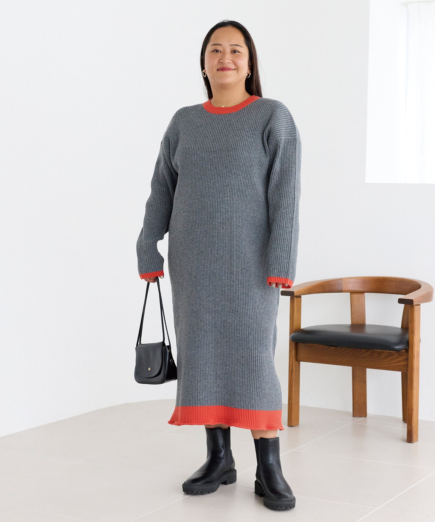 チャコールグレー　model:161cm 着用サイズ:3L