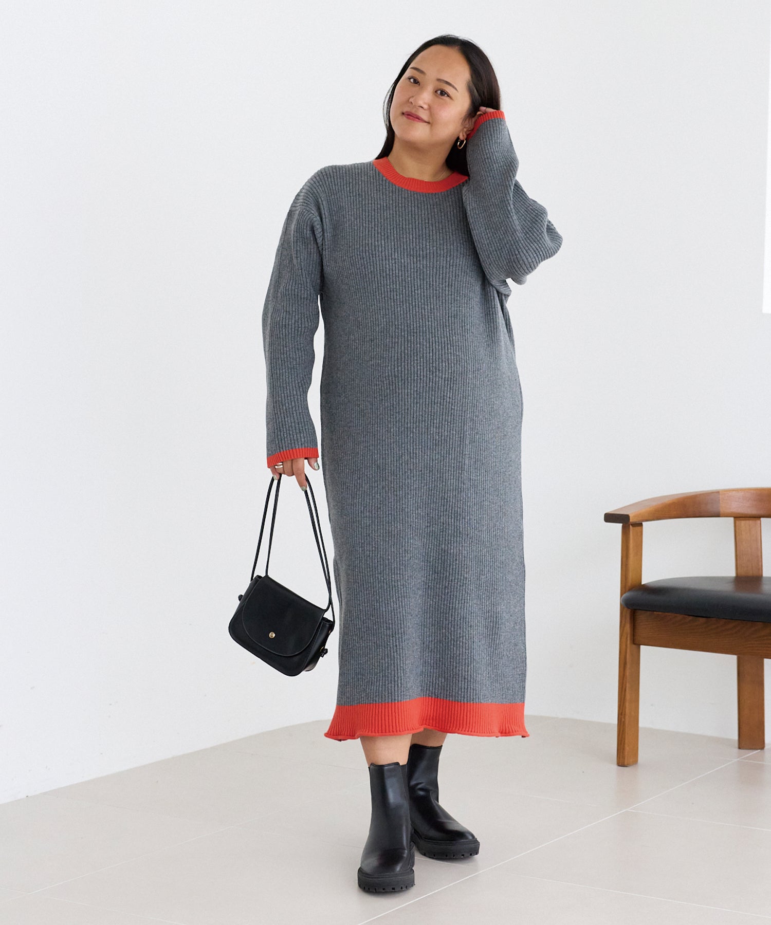 チャコールグレー　model:161cm 着用サイズ:3L