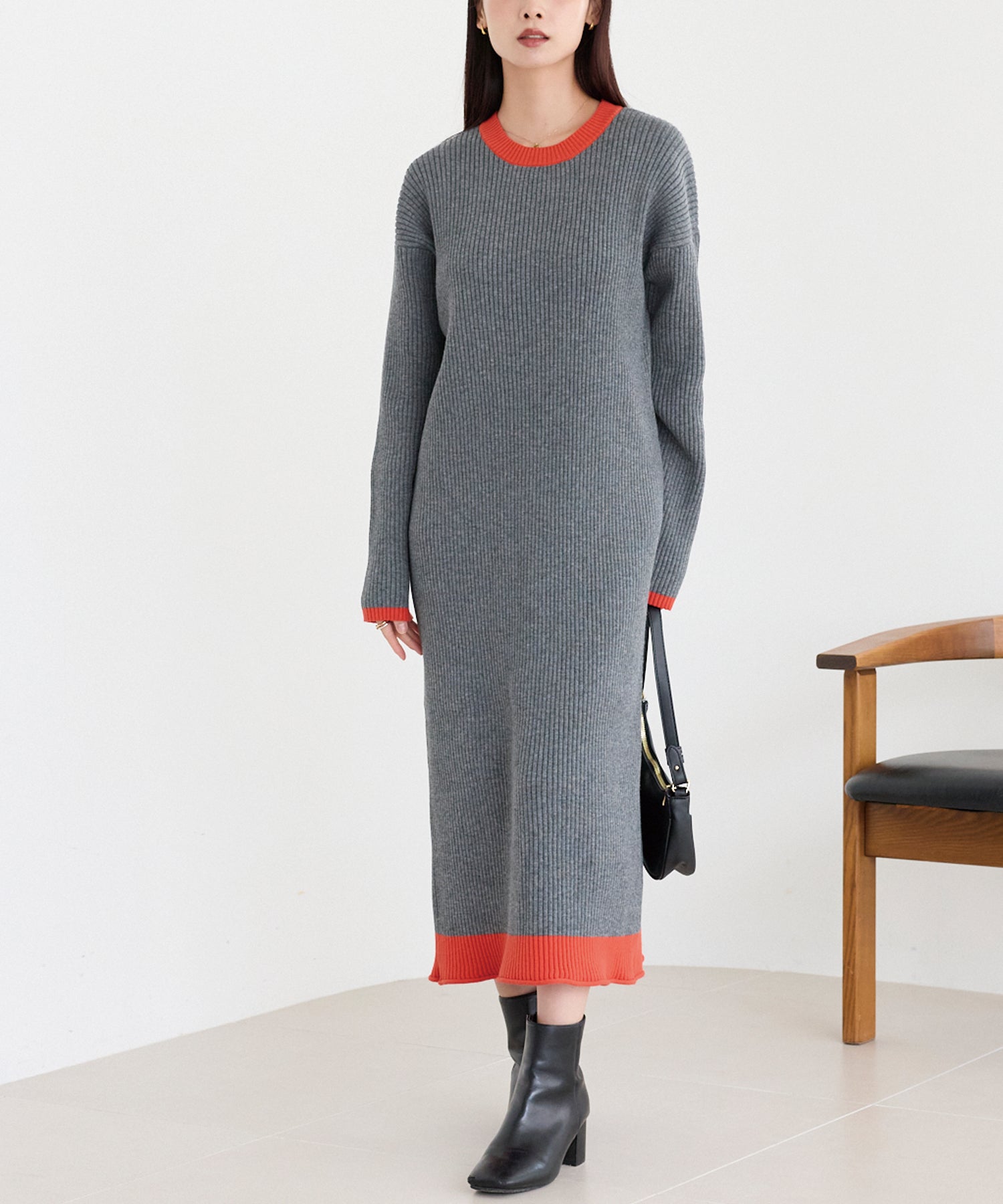 チャコールグレー　model:160cm 着用サイズ:F