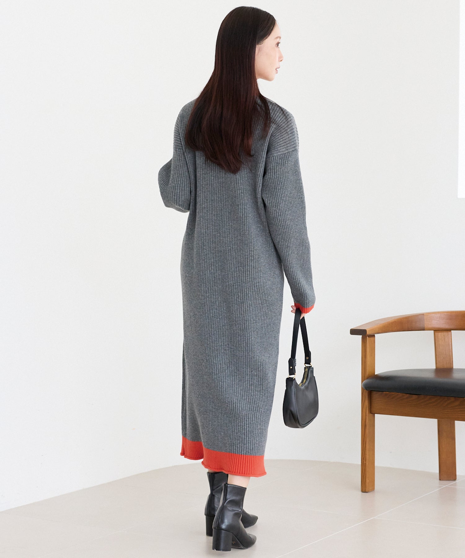 配色ニットワンピース