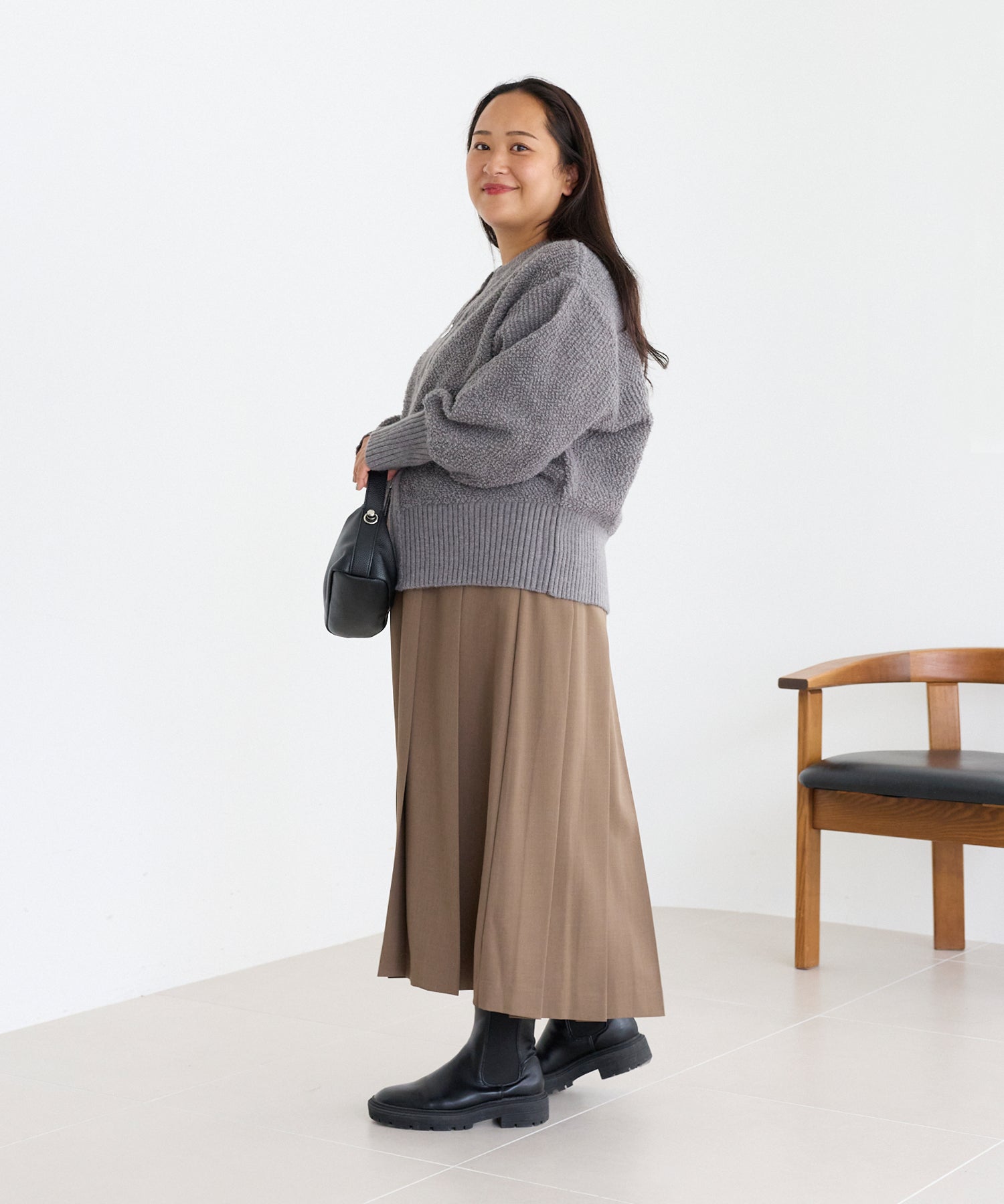 チャコールグレー　model:161cm 着用サイズ:3L