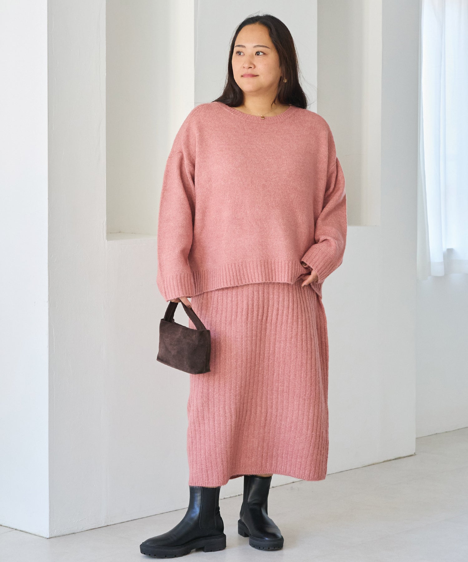 ダークピンク　model:161cm 着用サイズ:3L