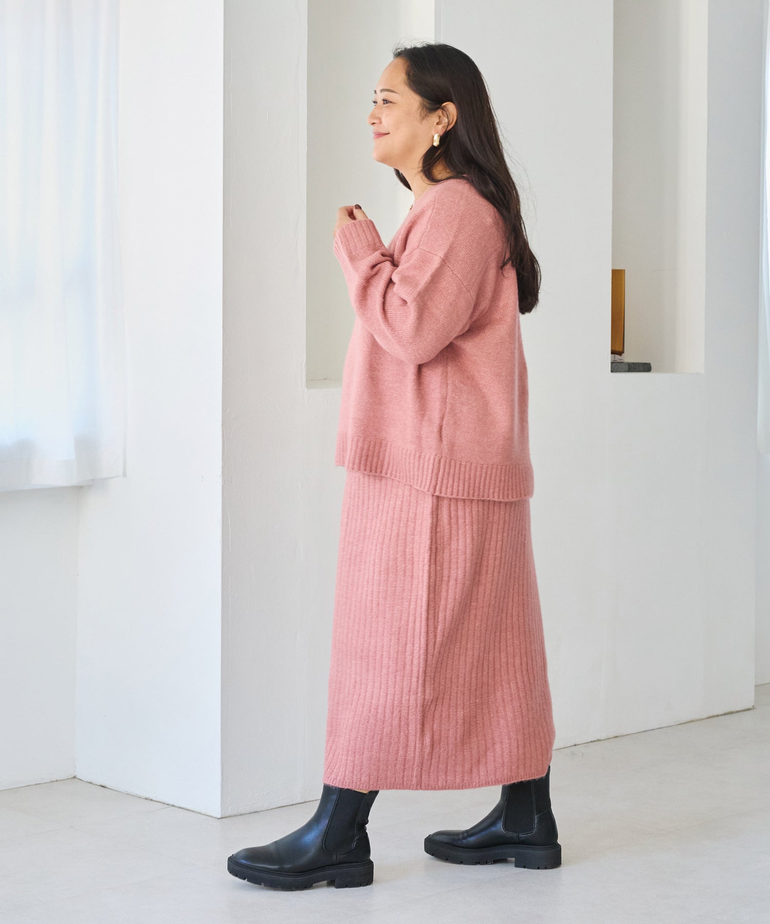 ダークピンク　model:161cm 着用サイズ:3L