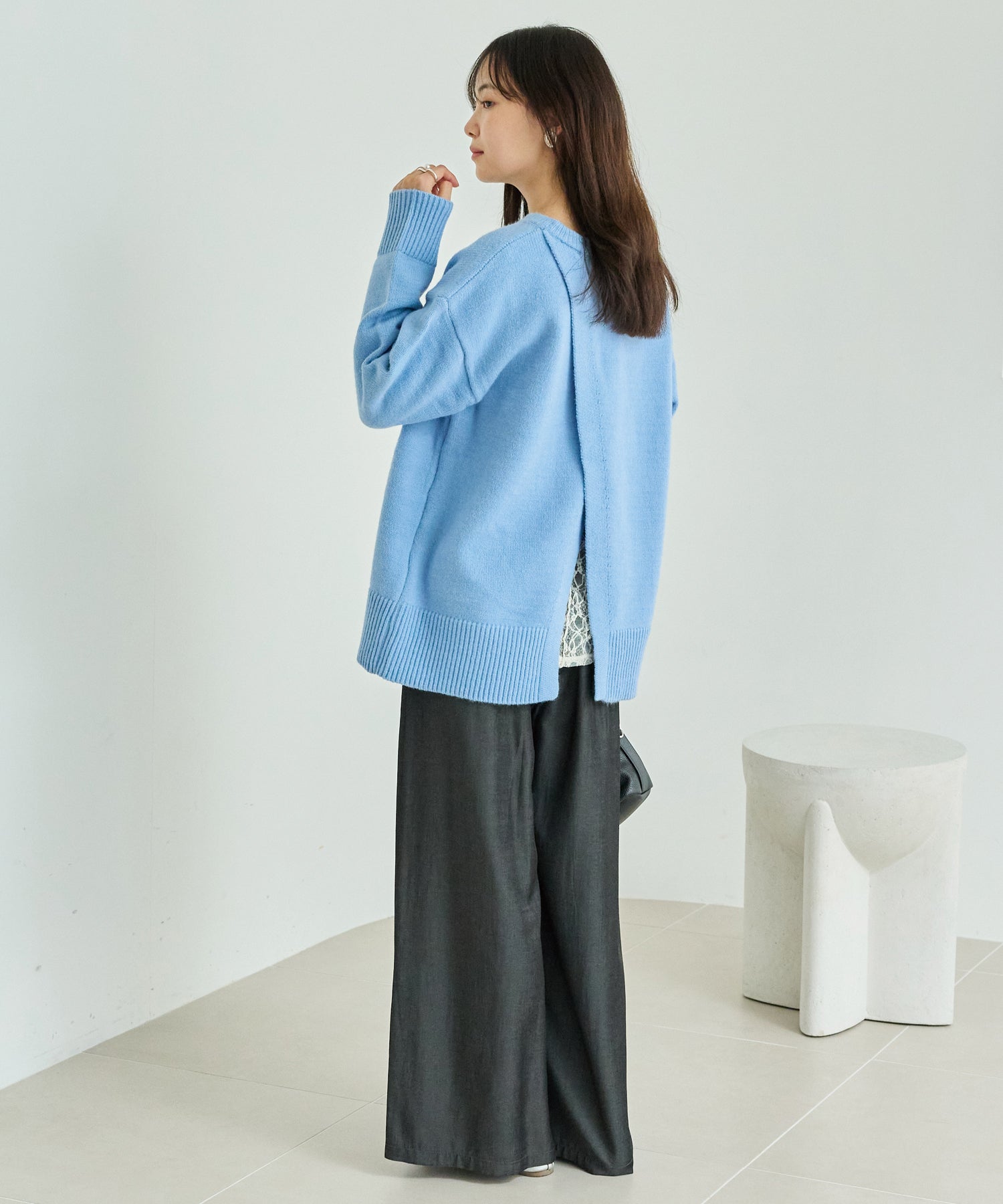 【洗える】バックスリットニットプルオーバー