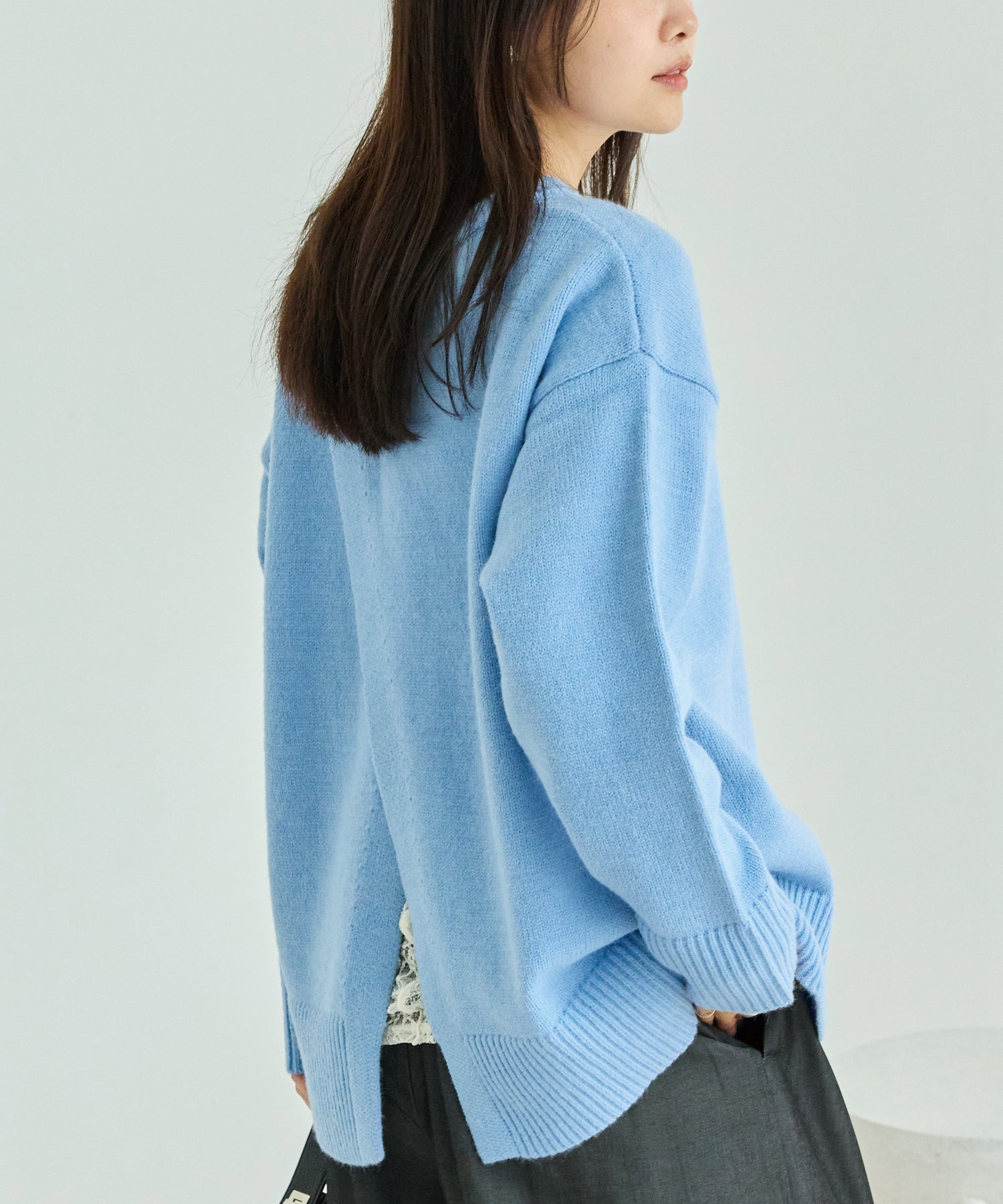 【洗える】バックスリットニットプルオーバー