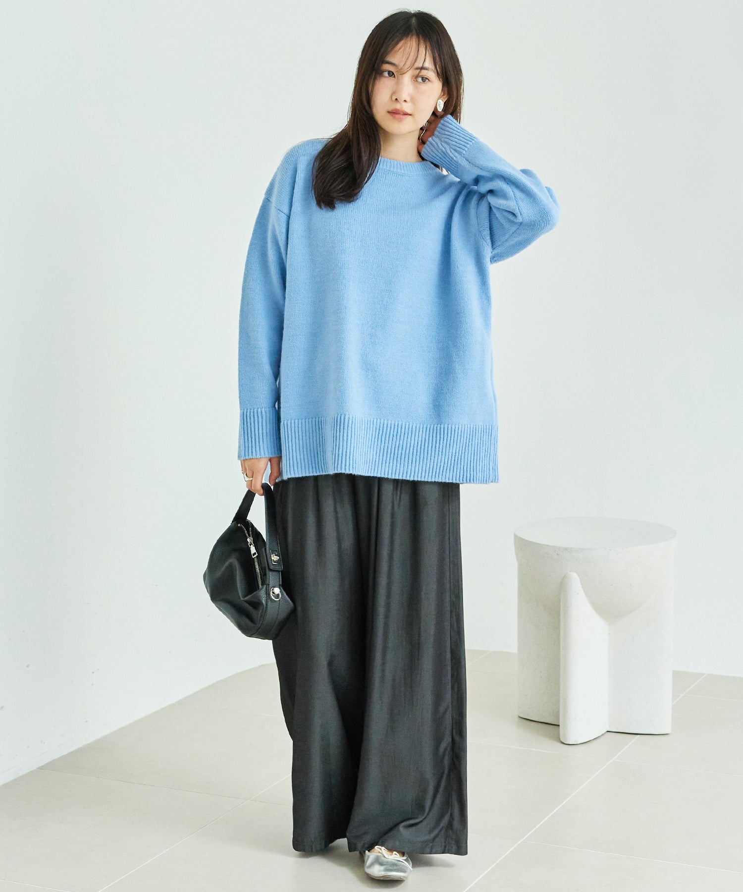 【洗える】バックスリットニットプルオーバー