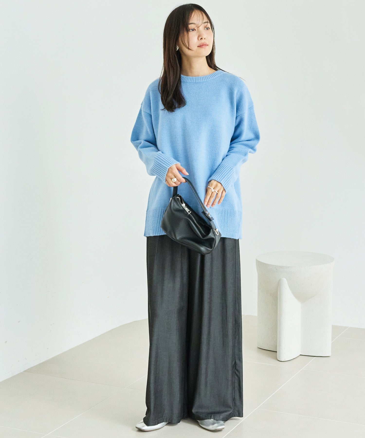 【洗える】バックスリットニットプルオーバー