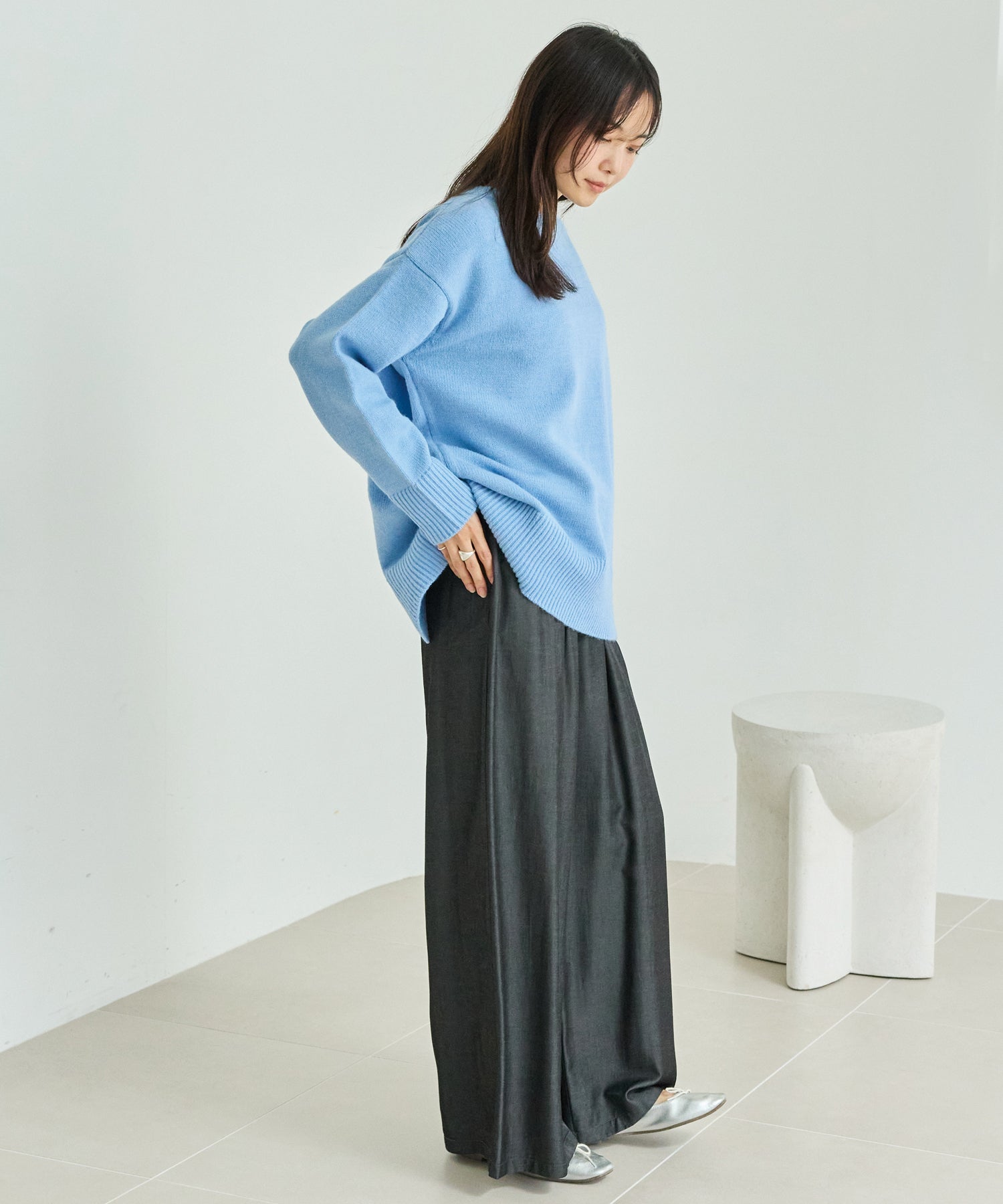 【洗える】バックスリットニットプルオーバー