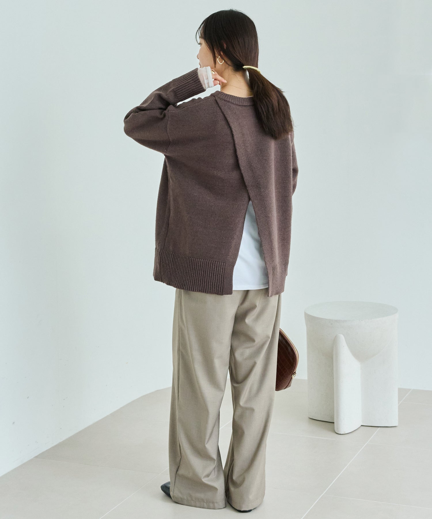 【洗える】バックスリットニットプルオーバー