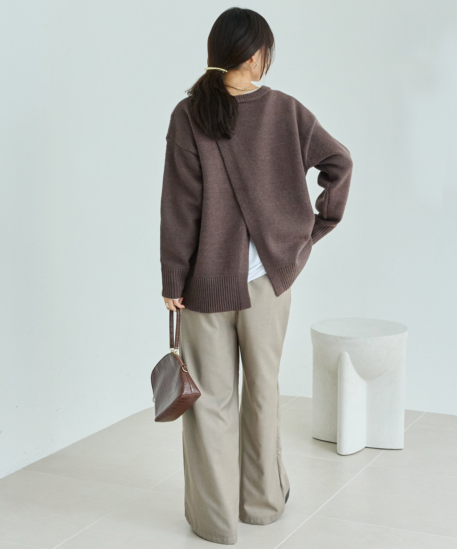 【洗える】バックスリットニットプルオーバー