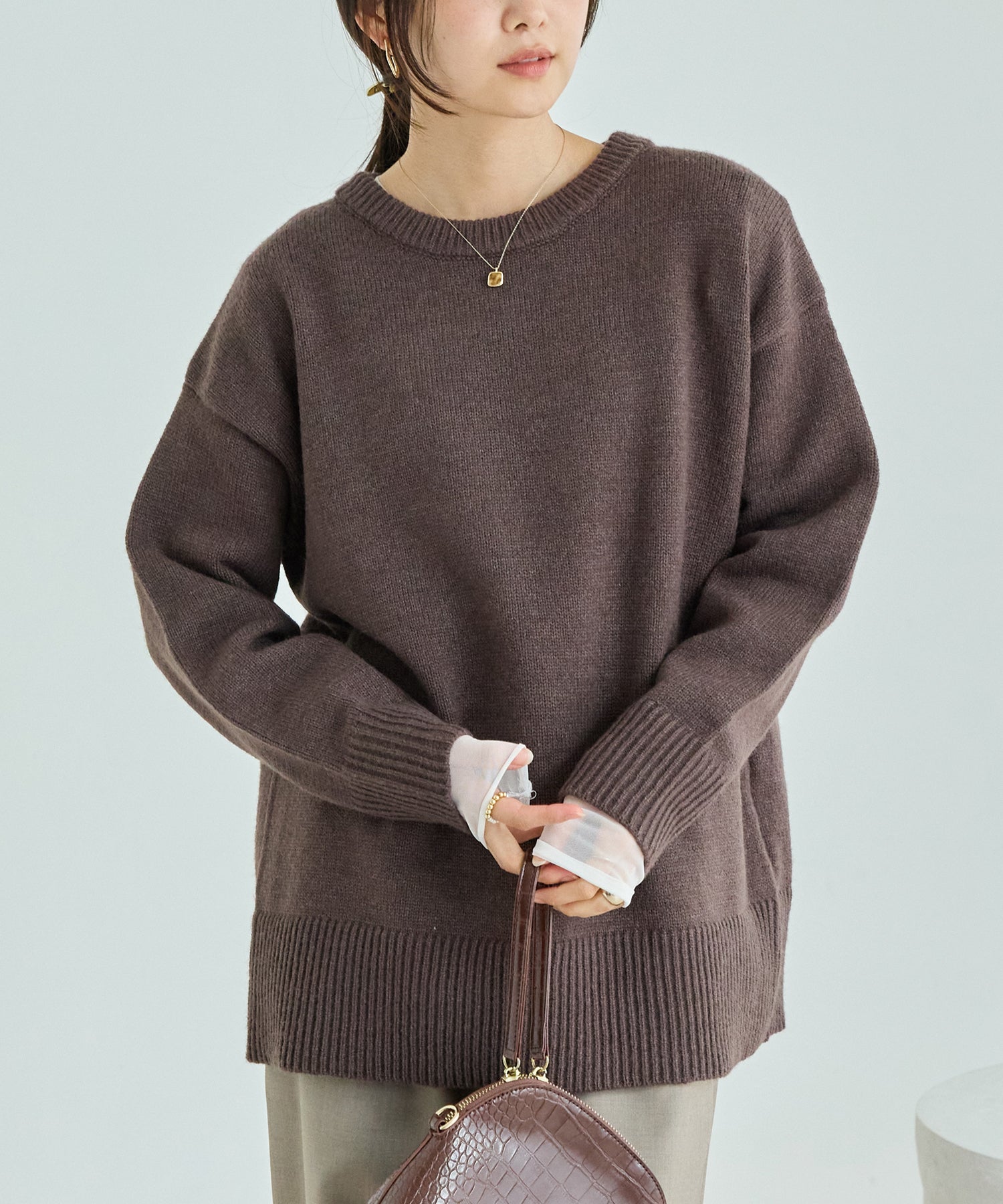 【洗える】バックスリットニットプルオーバー