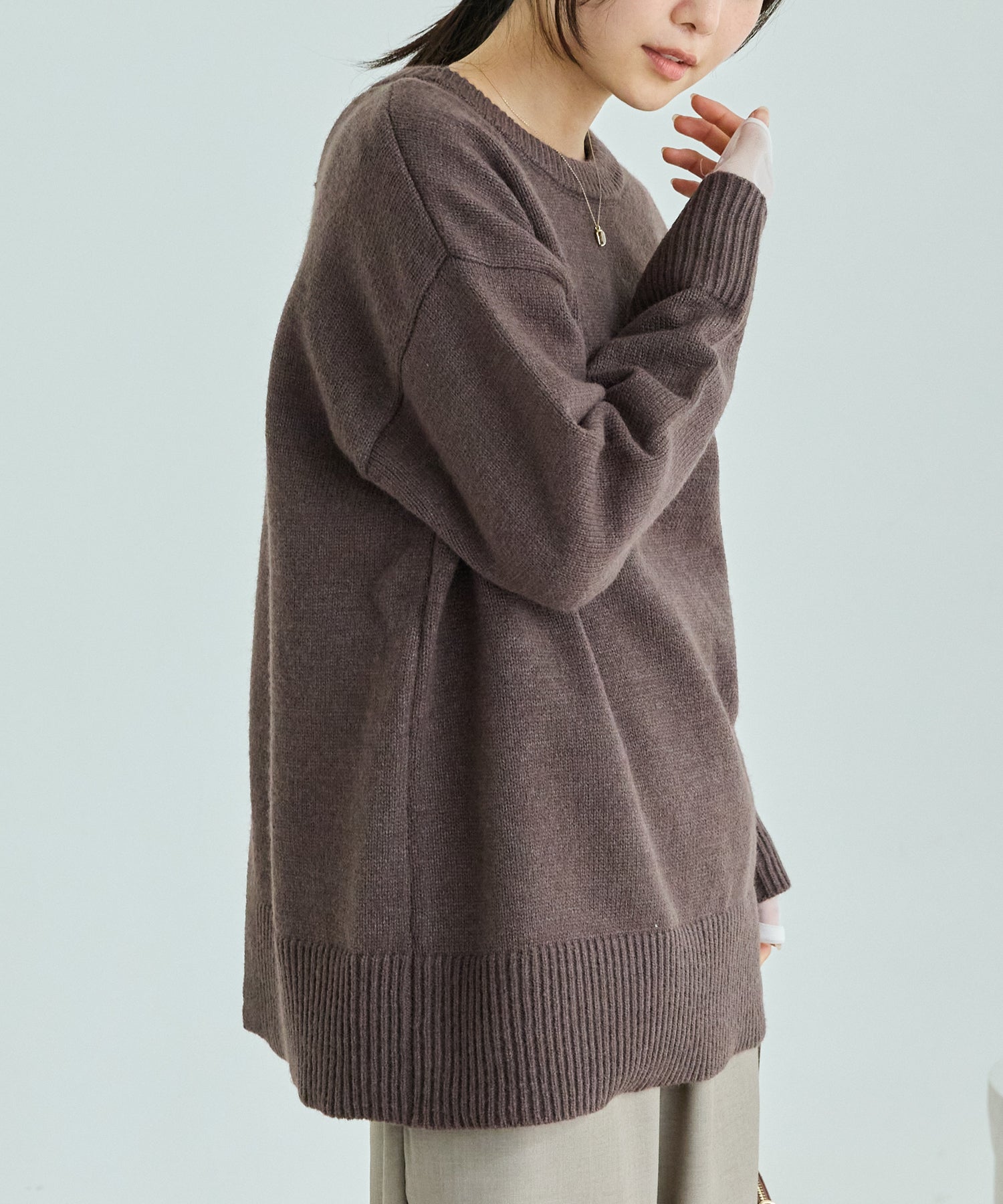 【洗える】バックスリットニットプルオーバー