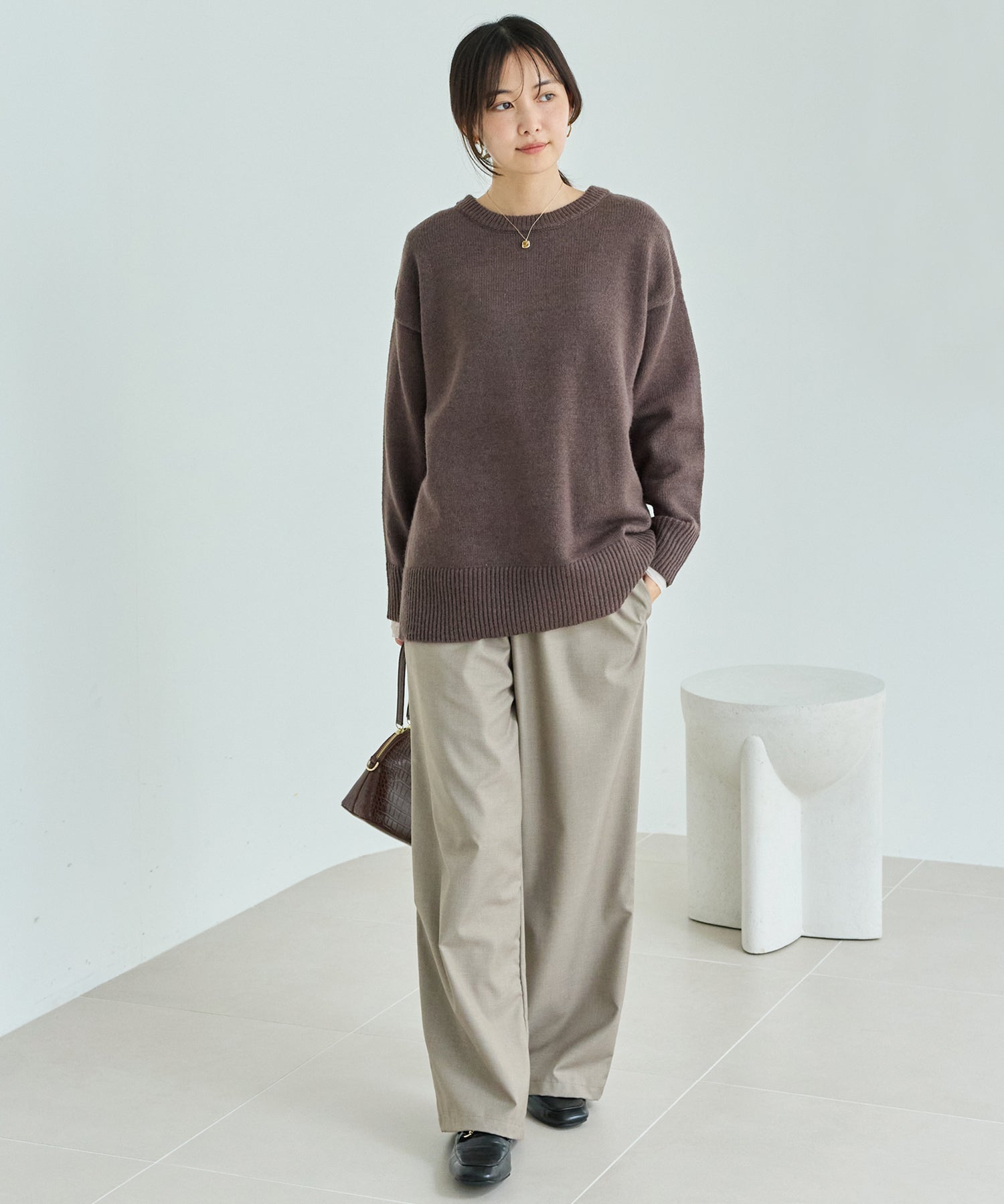 【洗える】バックスリットニットプルオーバー