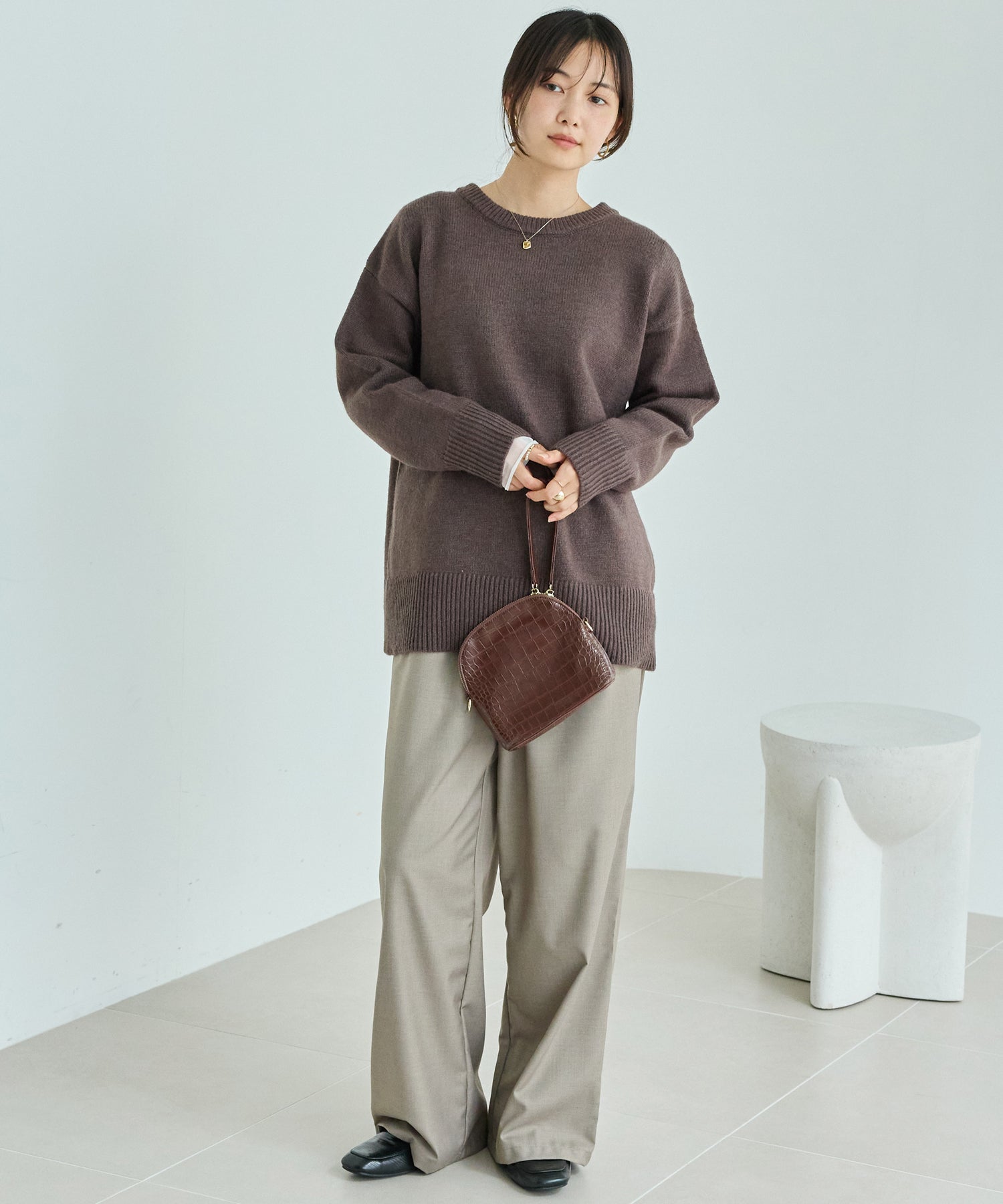 【洗える】バックスリットニットプルオーバー