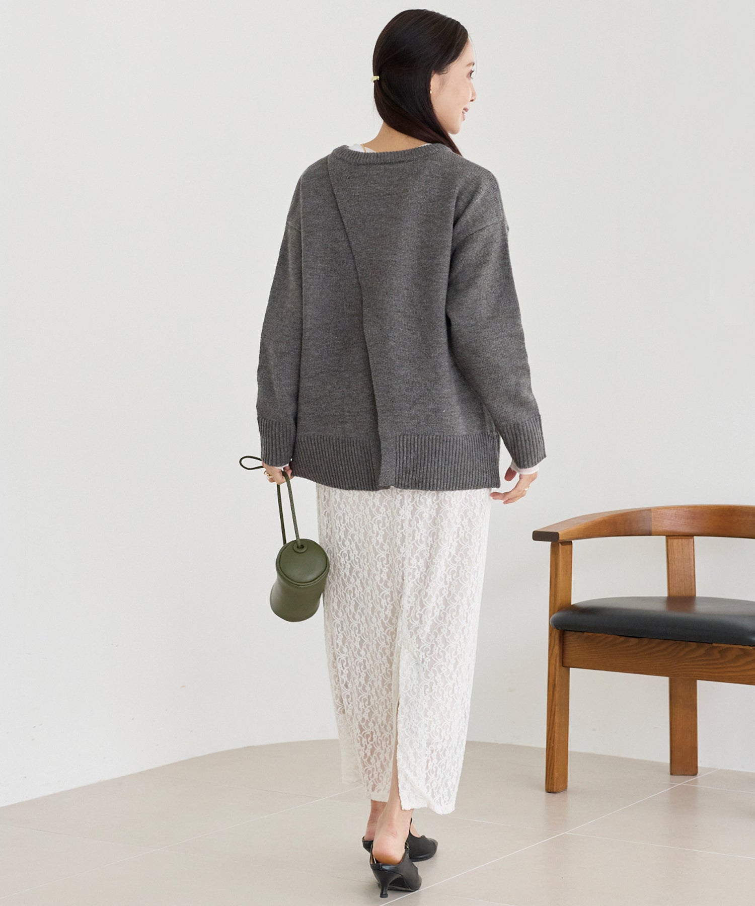 【洗える】バックスリットニットプルオーバー