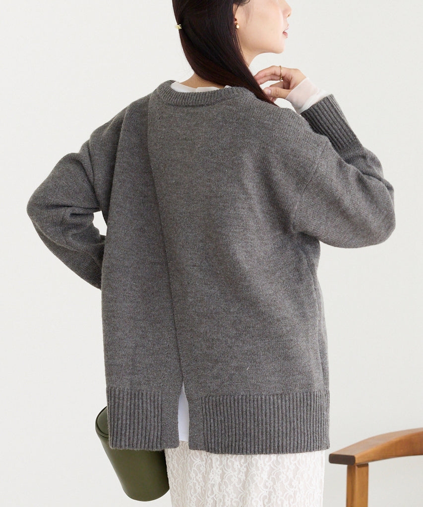 【洗える】バックスリットニットプルオーバー