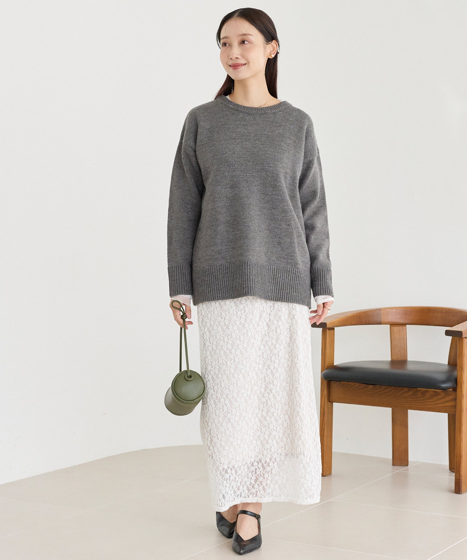 【洗える】バックスリットニットプルオーバー