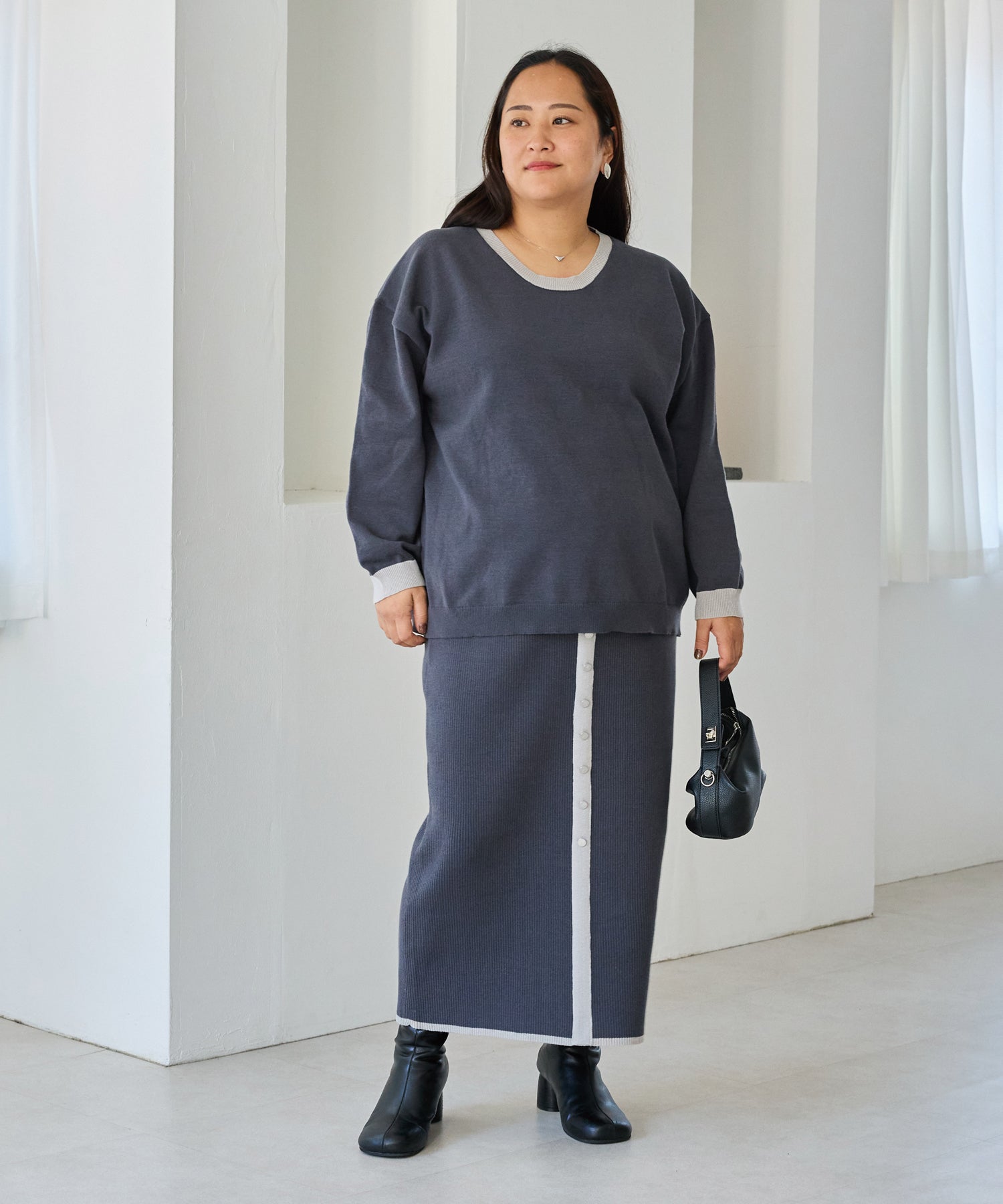 チャコールグレー　model:161cm 着用サイズ:3L