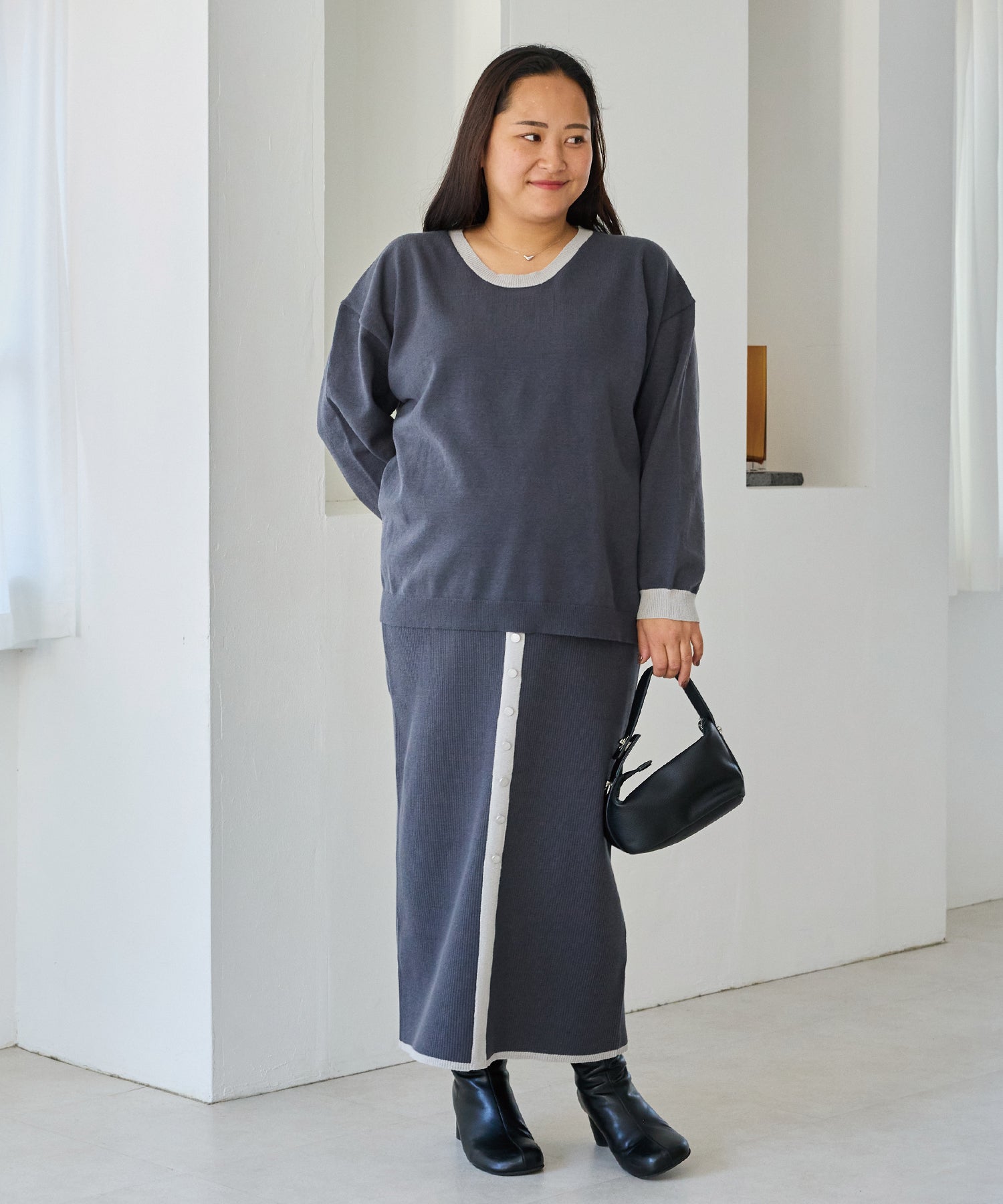 チャコールグレー　model:161cm 着用サイズ:3L