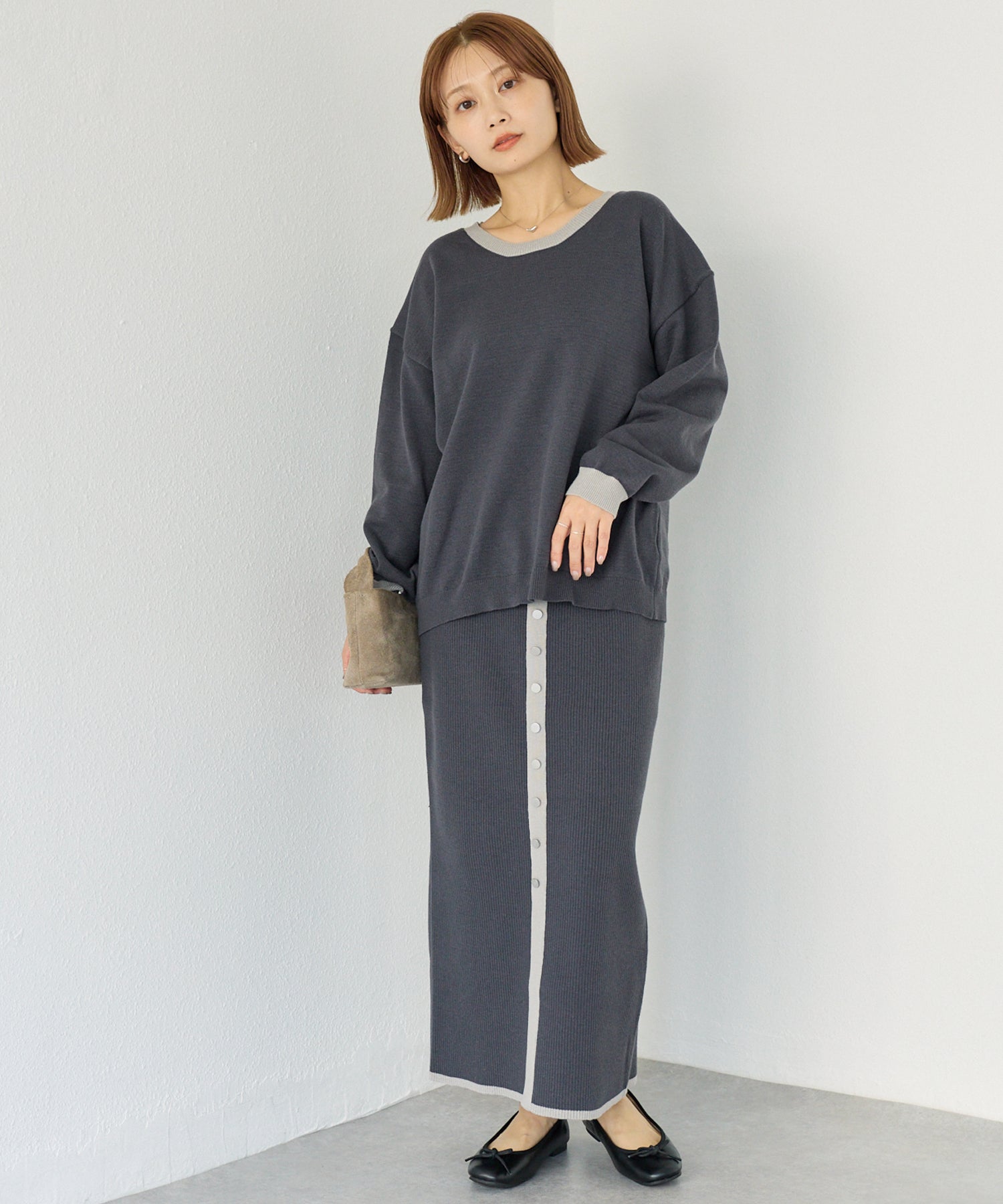 チャコールグレー　model:156cm 着用サイズ:F