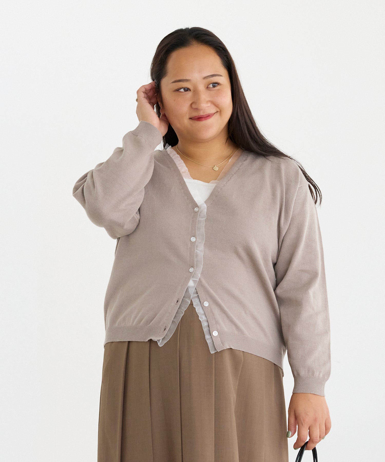 ベージュ　model:161cm 着用サイズ:3L