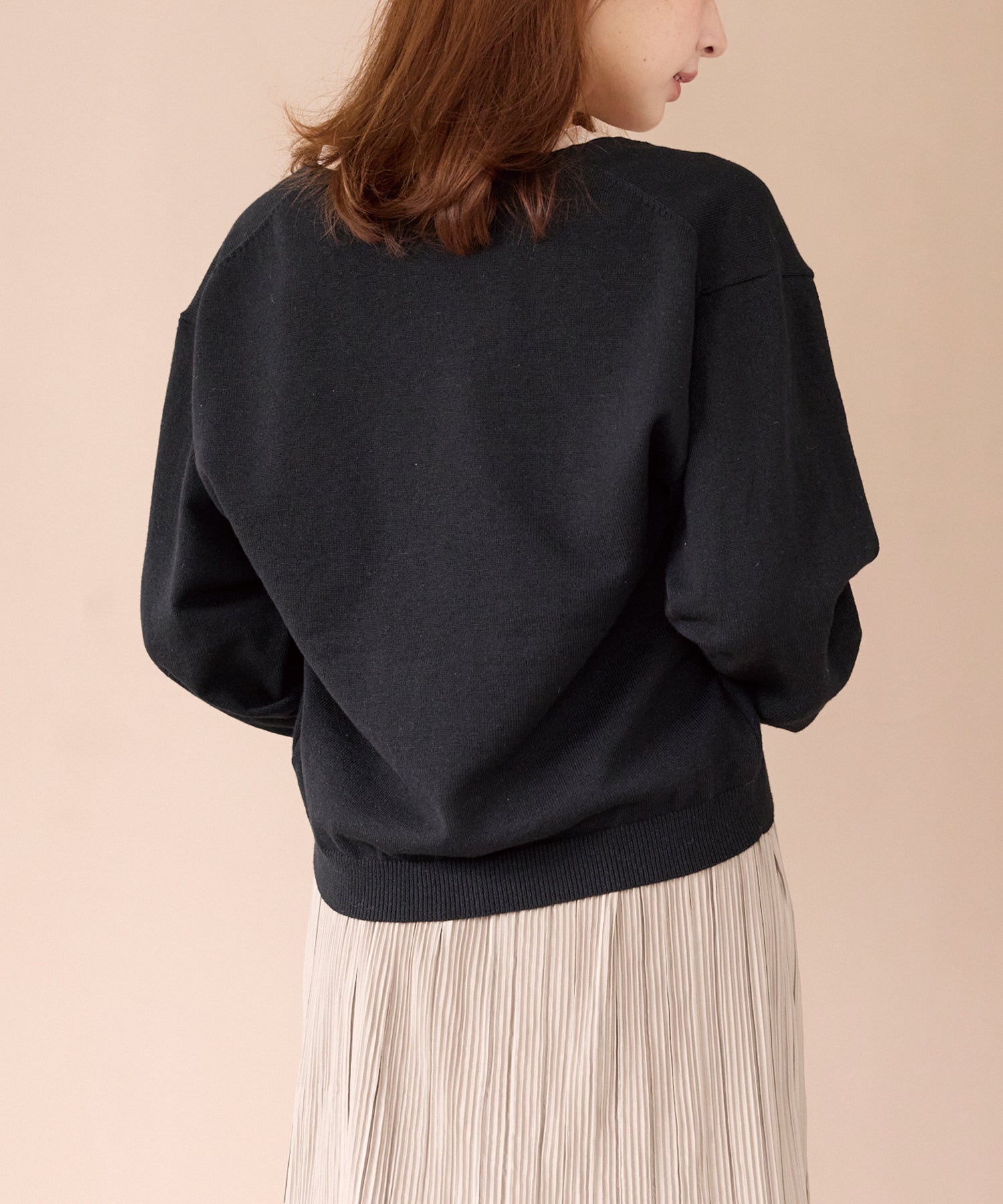 オーガンジー配色ニットカーデ