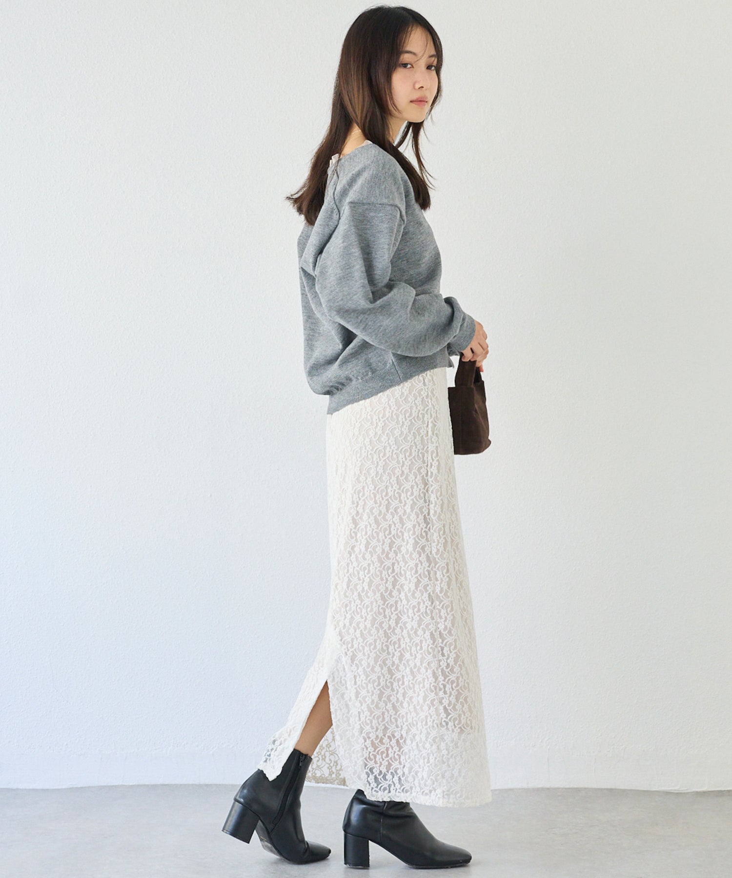 【洗える】オーガンジー配色ニットカーデ