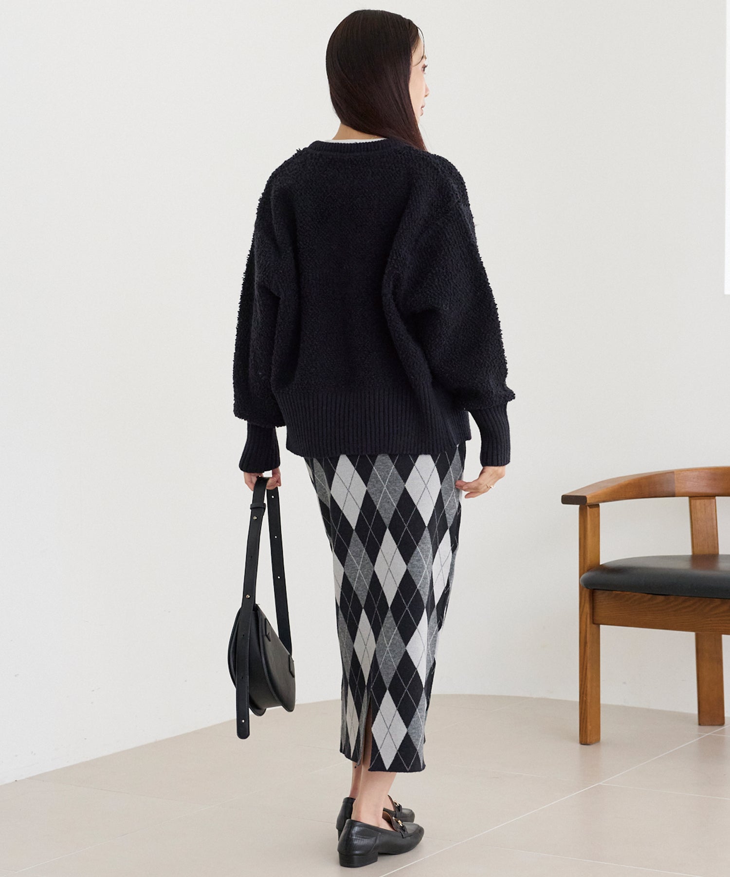 アーガイル柄ニットナロースカート
