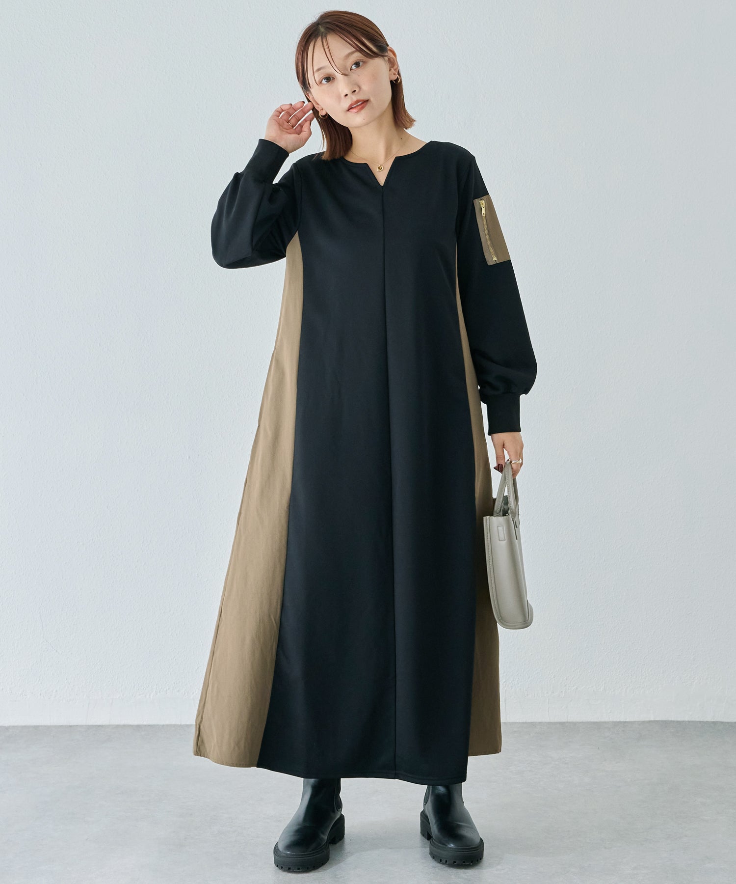 配色ミリタリーワンピース