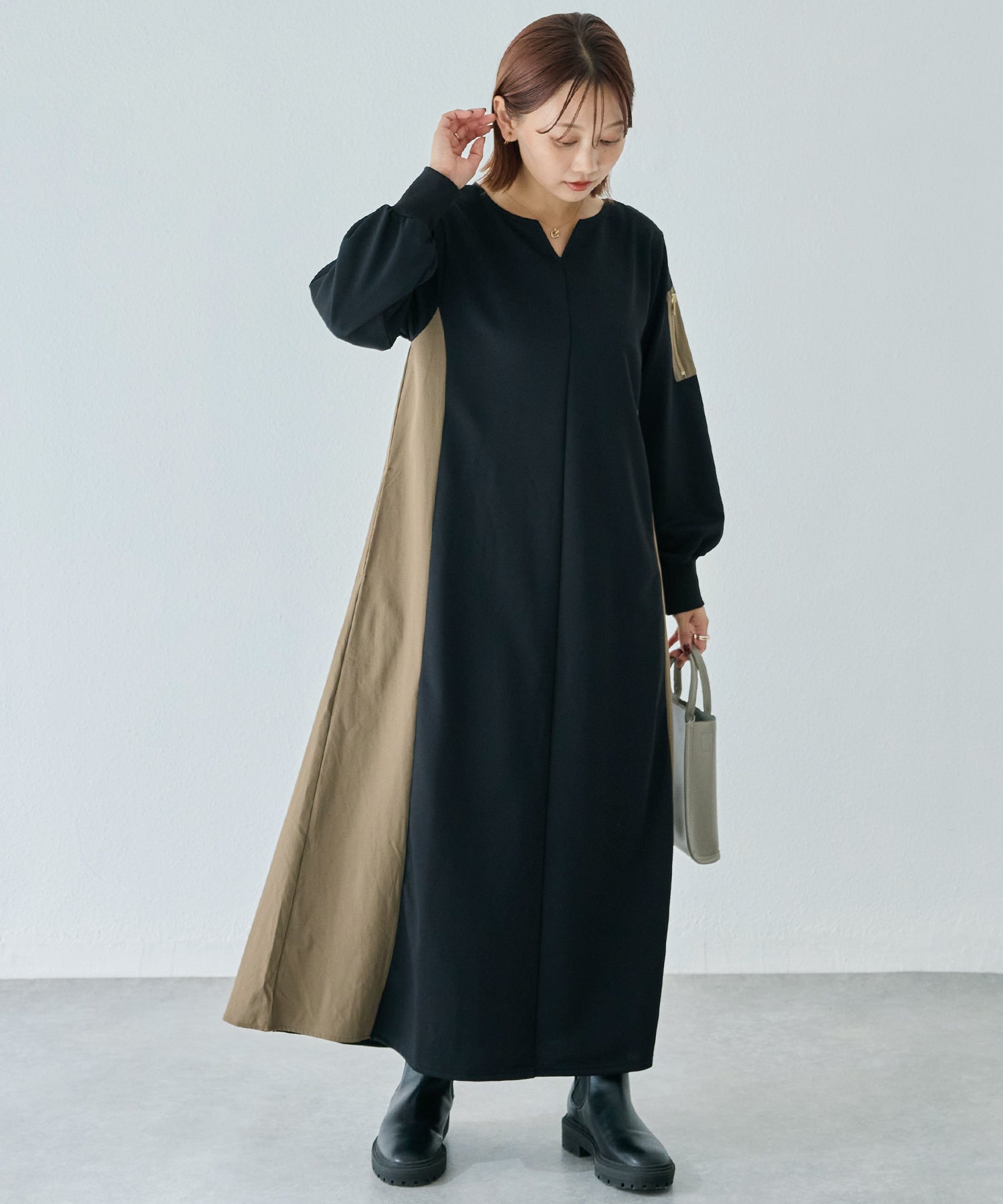 配色ミリタリーワンピース