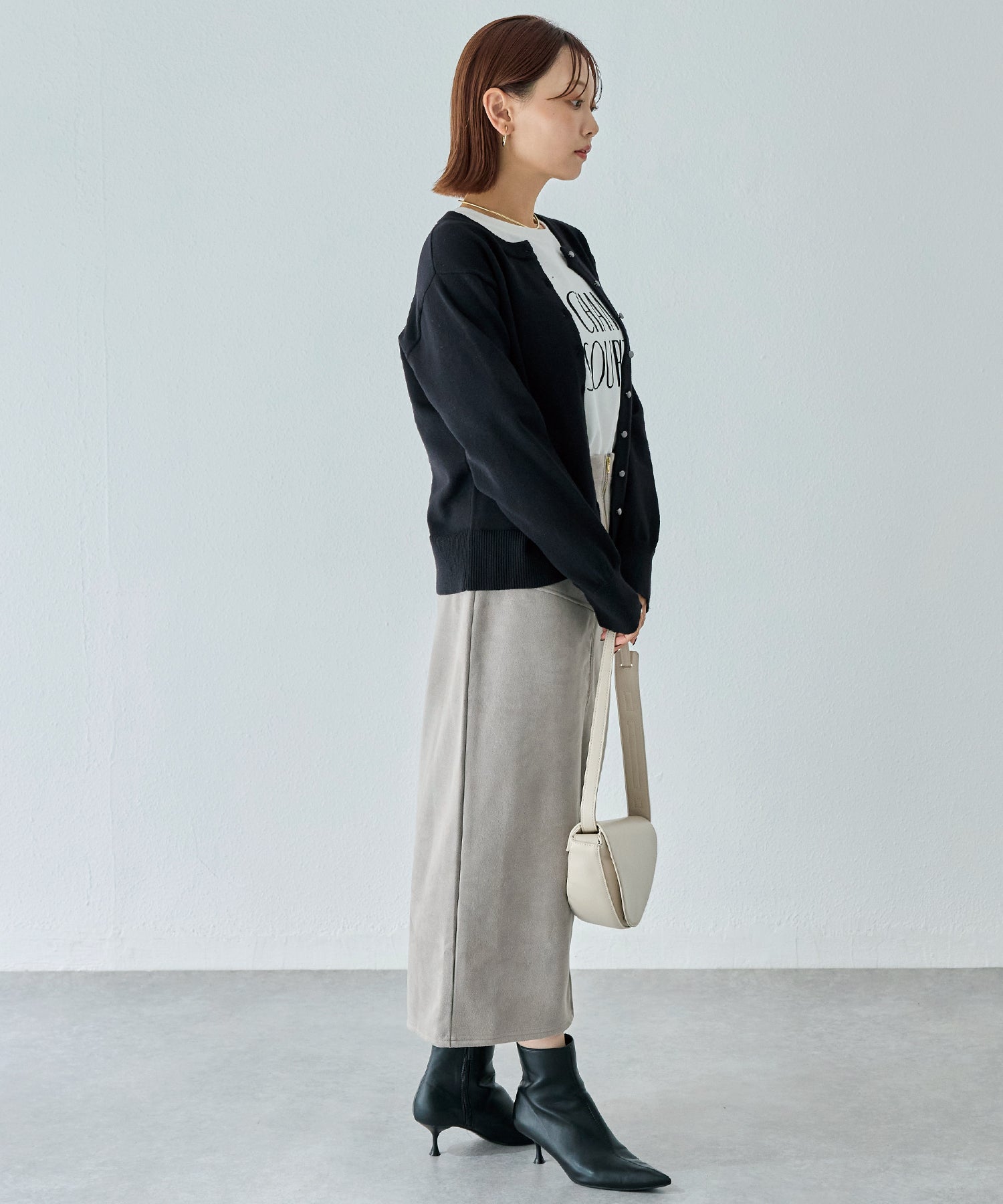 スエードフロントファスナースカート