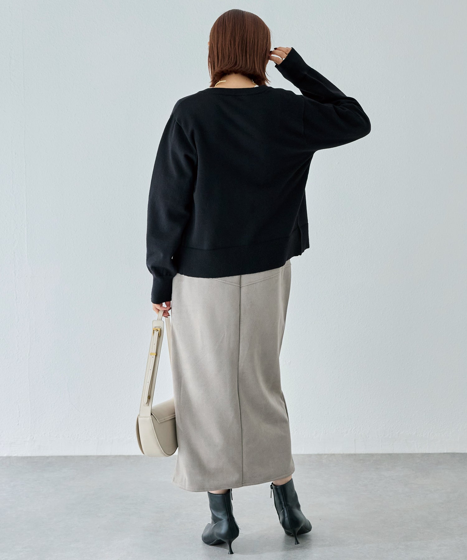 スエードフロントファスナースカート