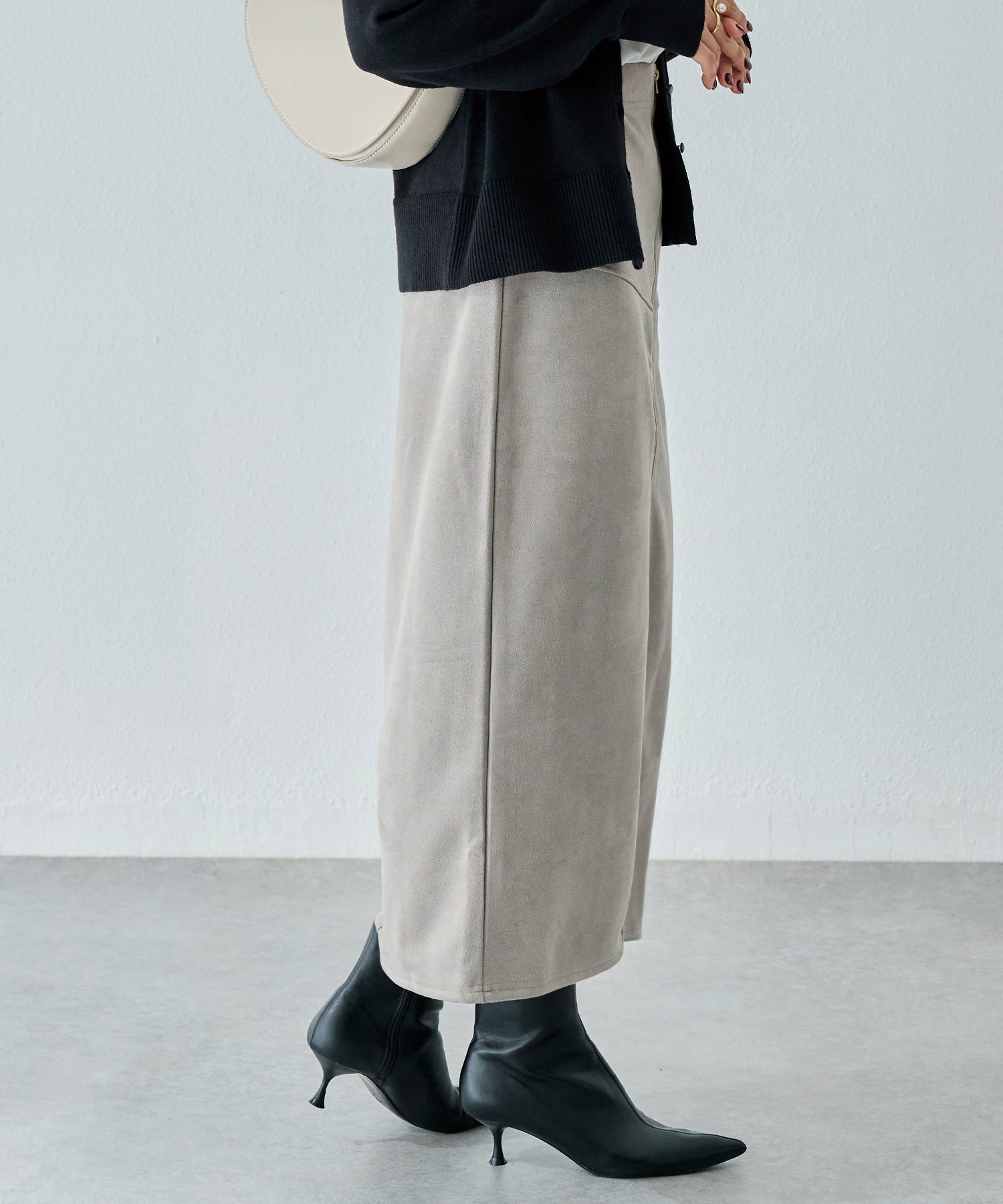 スエードフロントファスナースカート