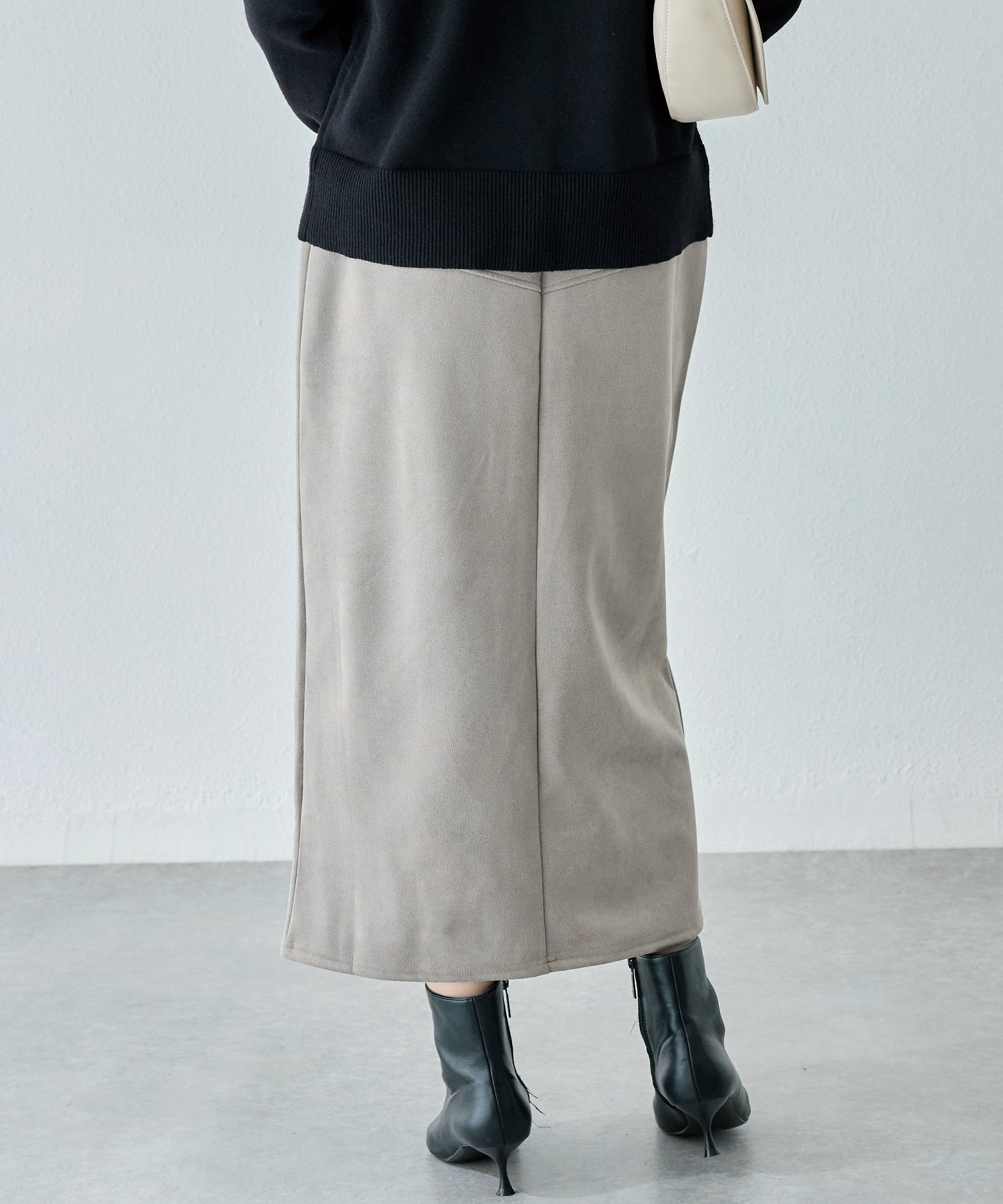 スエードフロントファスナースカート