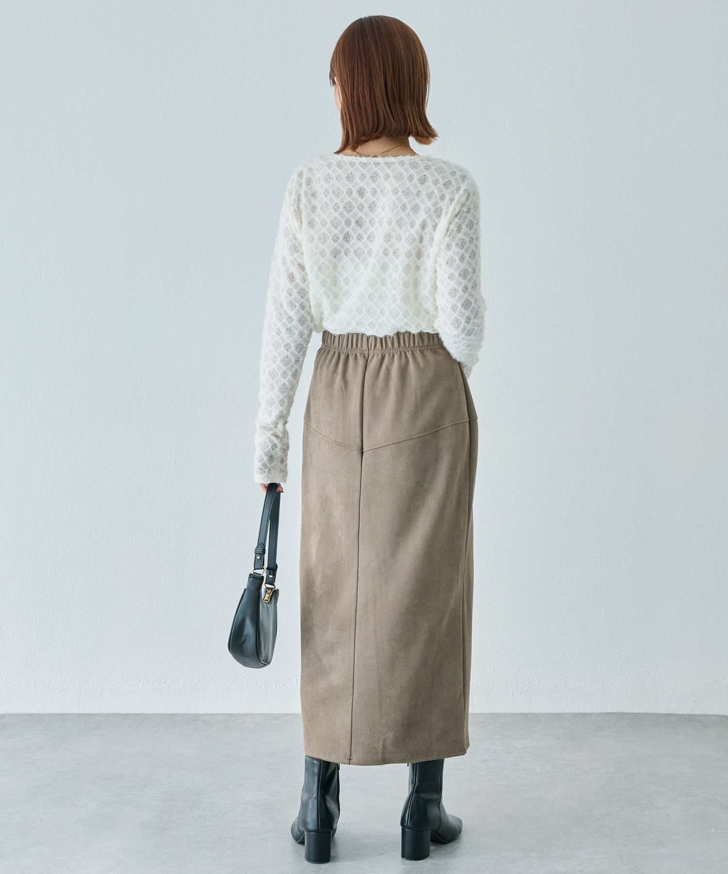 スエードフロントファスナースカート