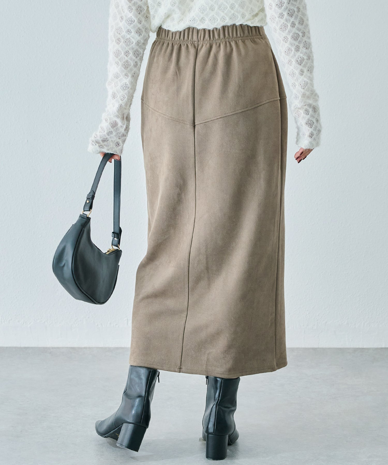 スエードフロントファスナースカート