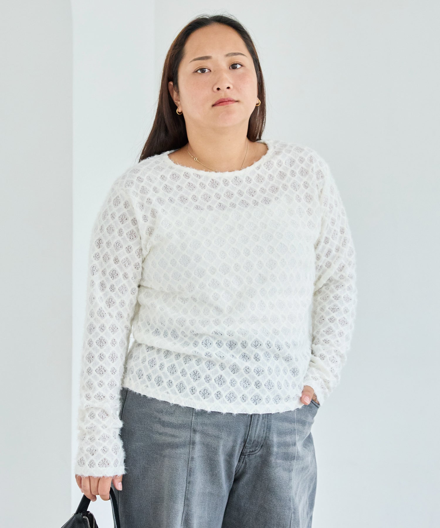 アイボリー　model:161cm 着用サイズ:3L