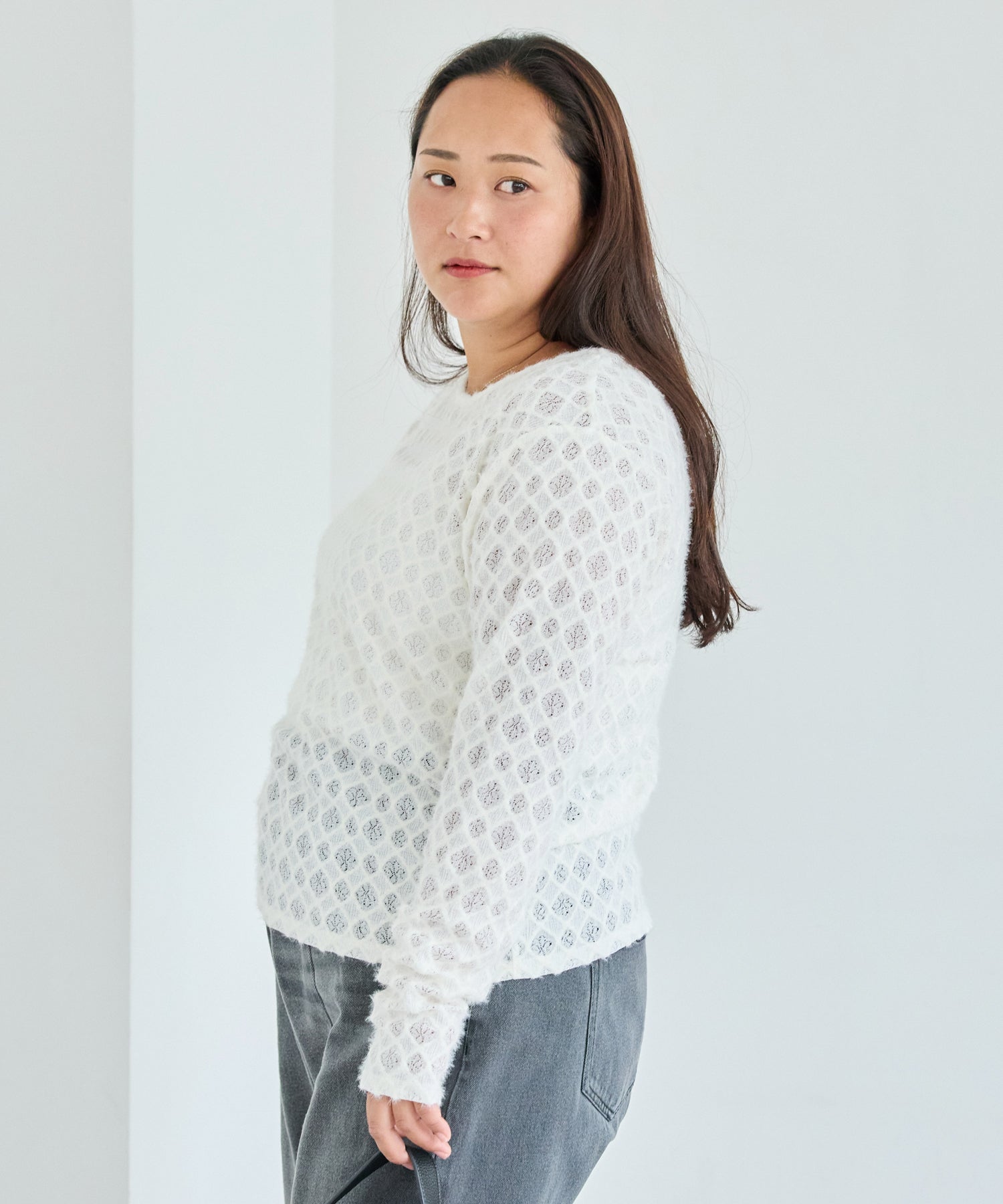 アイボリー　model:161cm 着用サイズ:3L