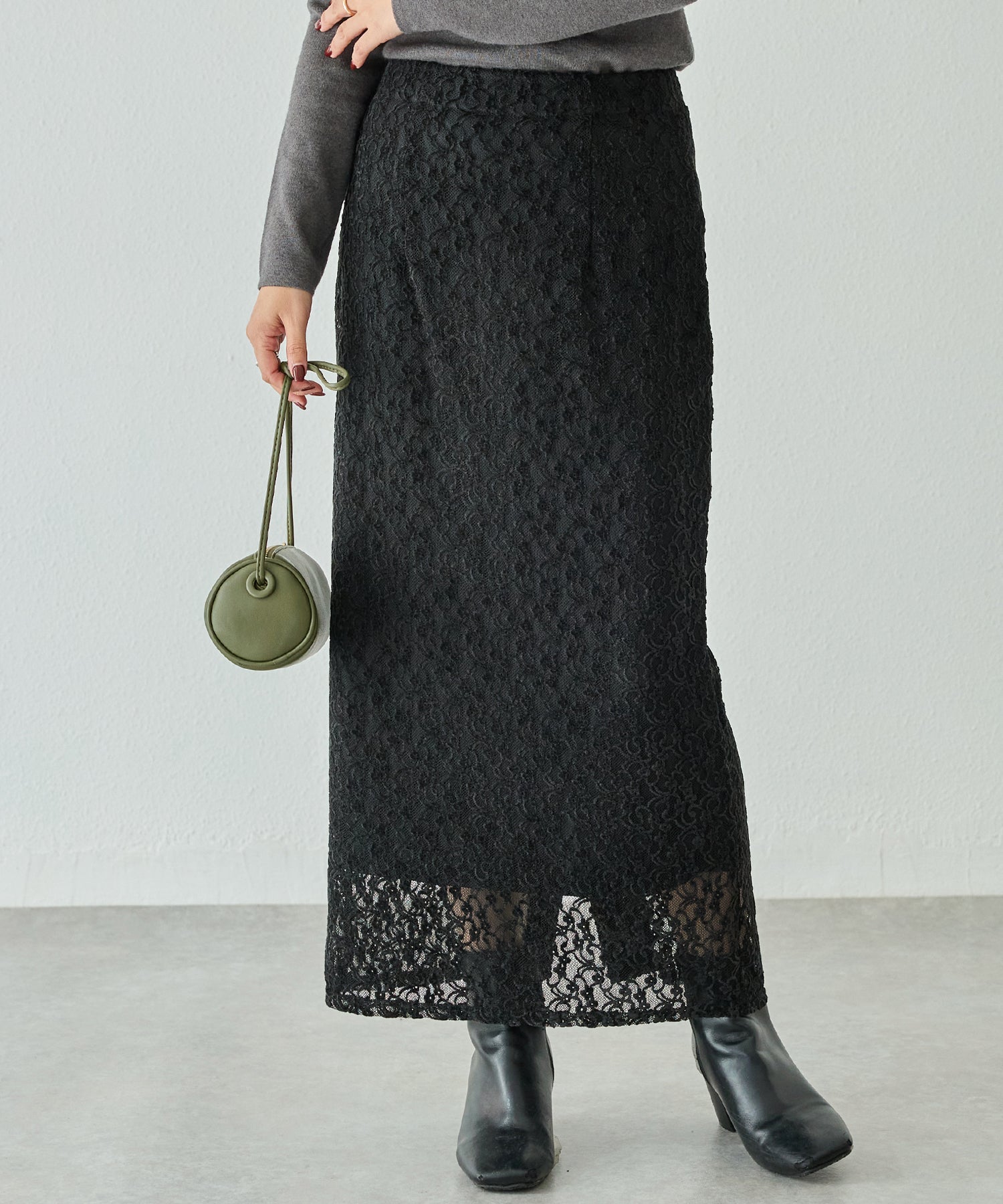 起毛レースナロースカート