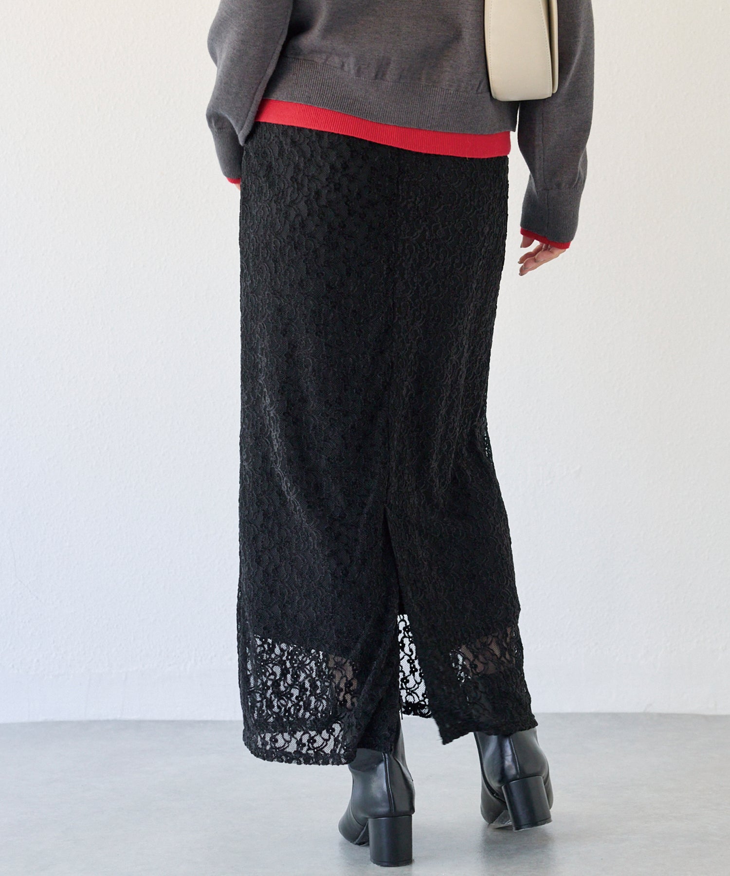 起毛レースナロースカート